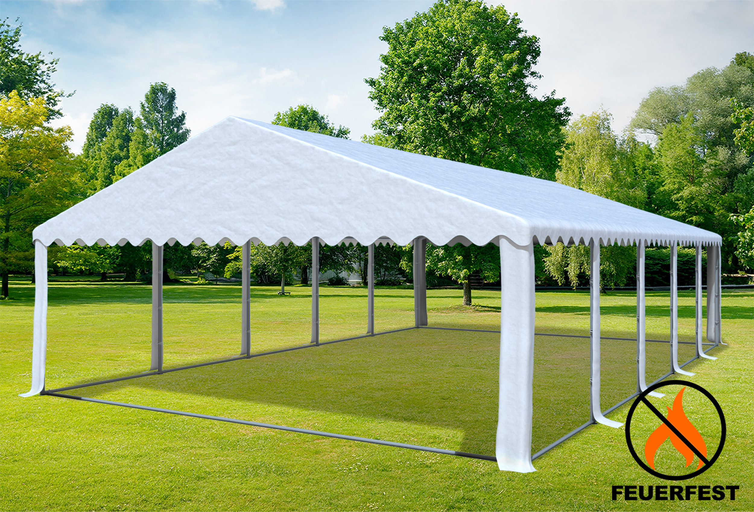 6x10 m Partyzelt, PVC feuersicher weiß