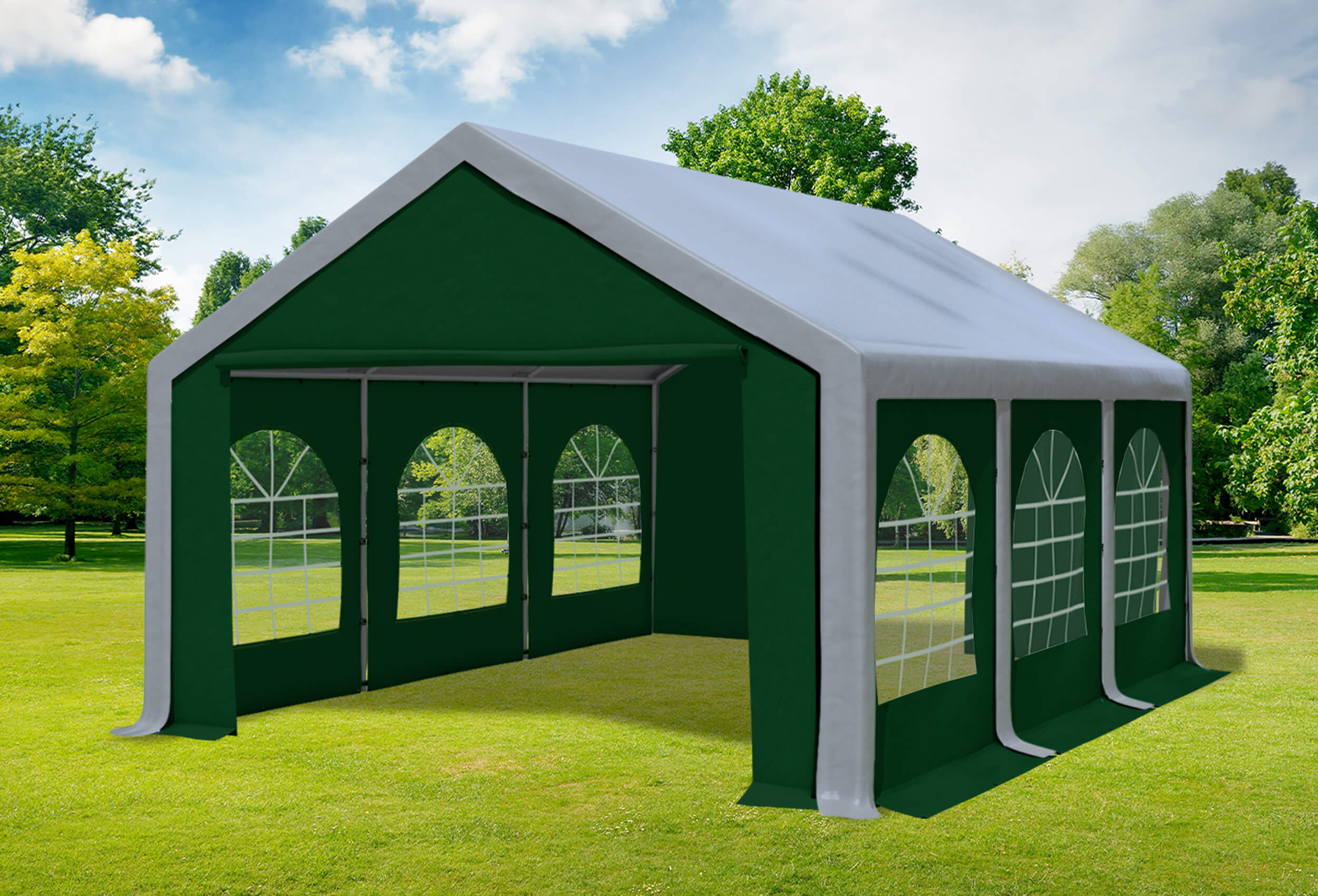 4x6 m Partyzelt, PVC grau grün