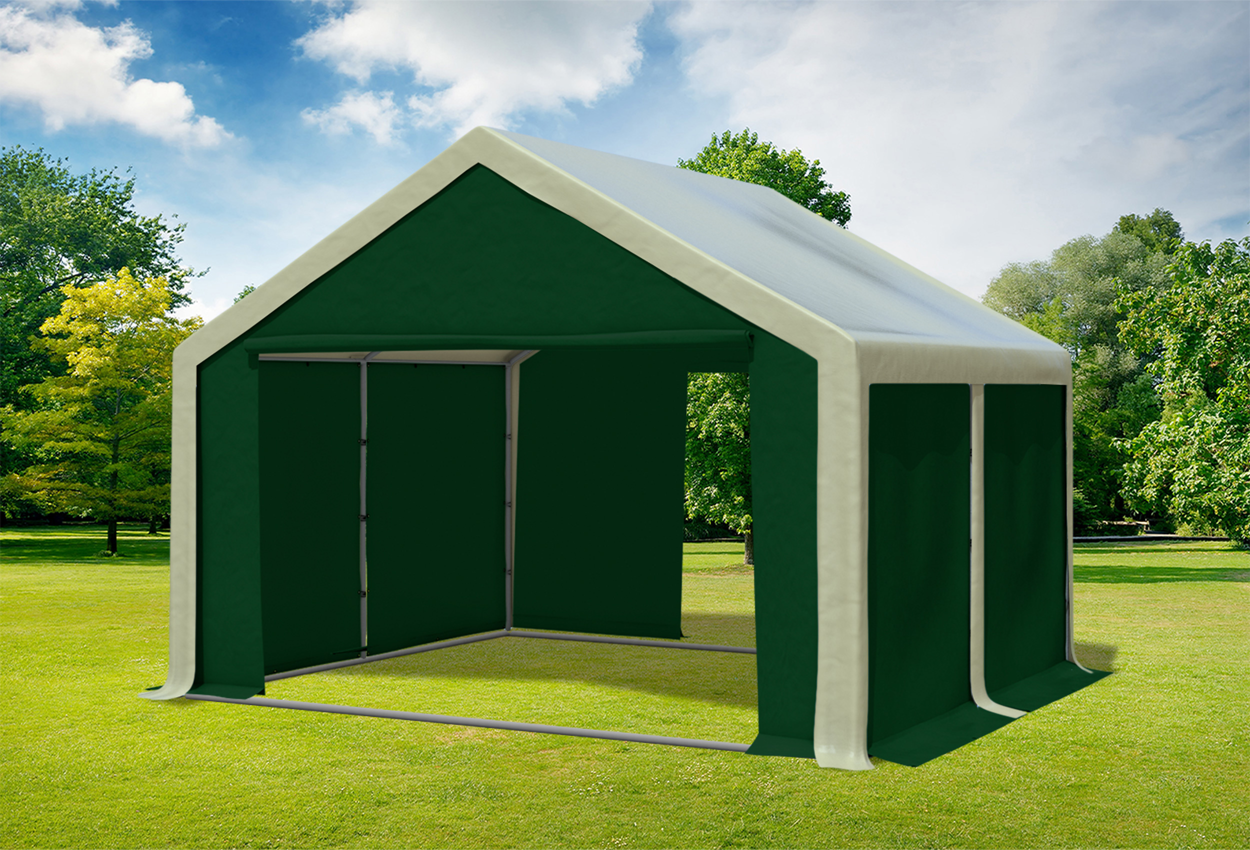 4x4 m Partyzelt, PVC braun grün