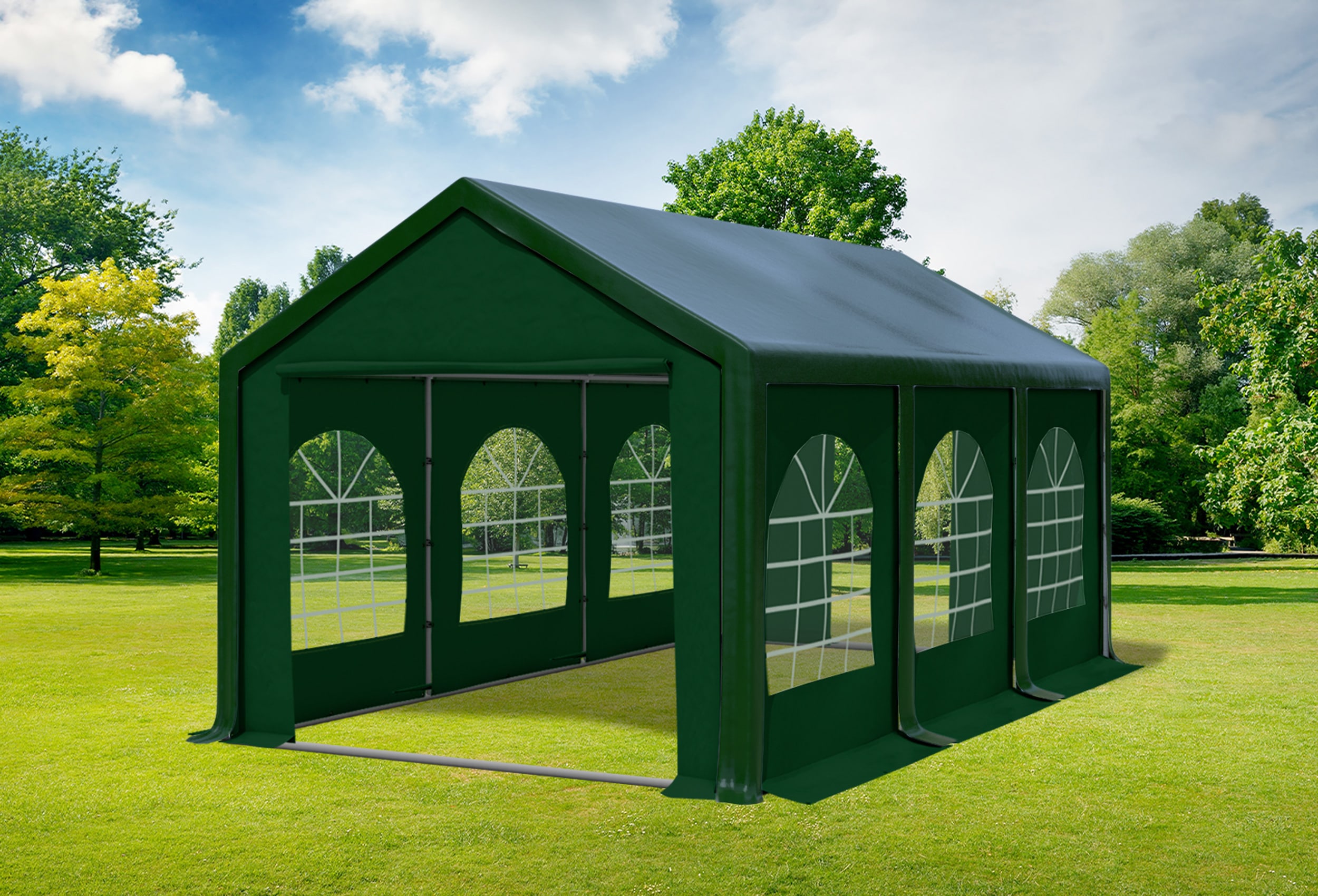3x6 m Partyzelt, PVC grün