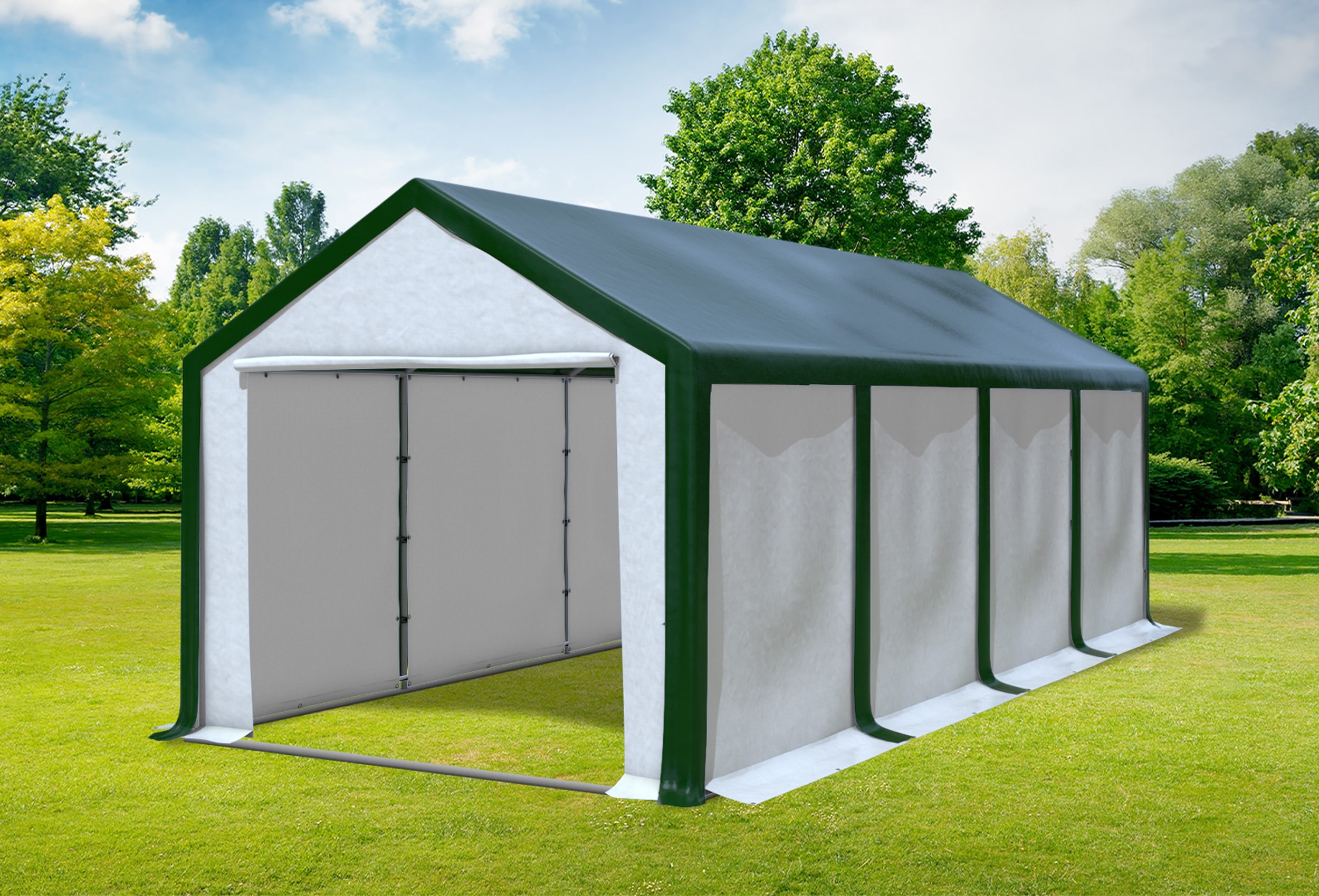 3x8 m Partyzelt, PVC grün weiß