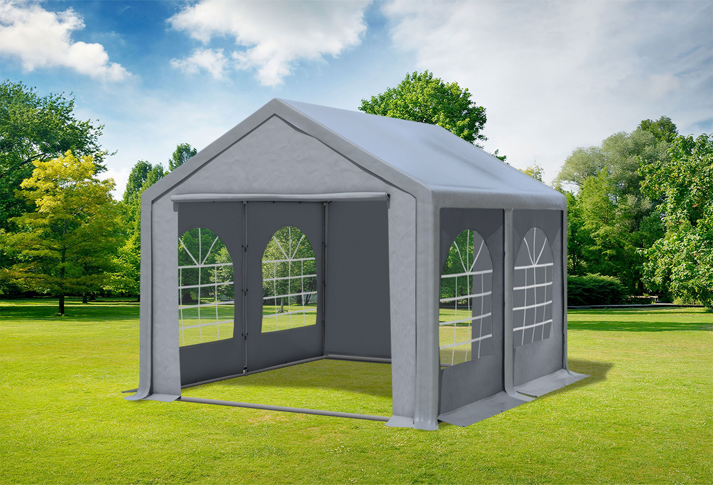 3x4 m Partyzelt, PVC grau