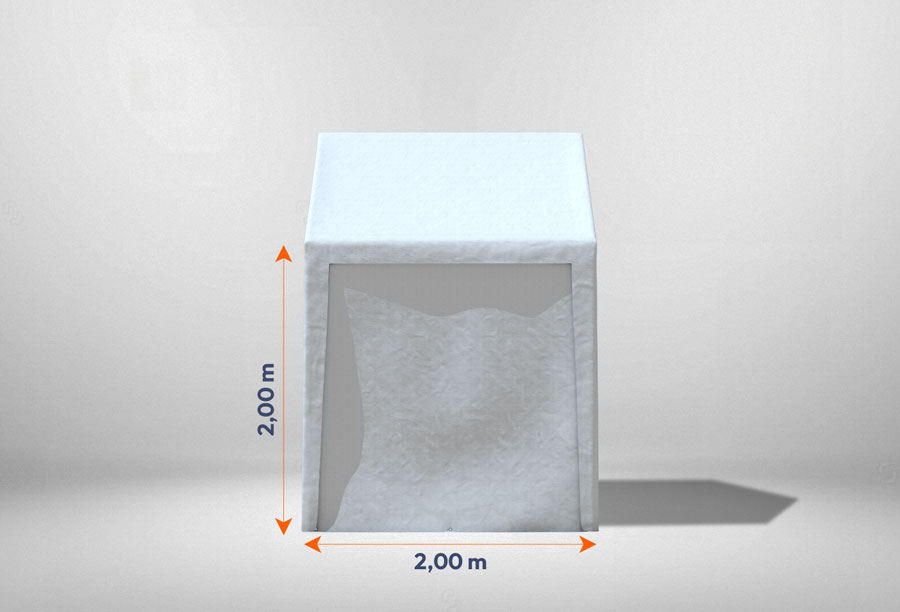 Geschlossenes Seitenteil 2m für Partyzelte der Modular Serie mitsamt Bemaßung