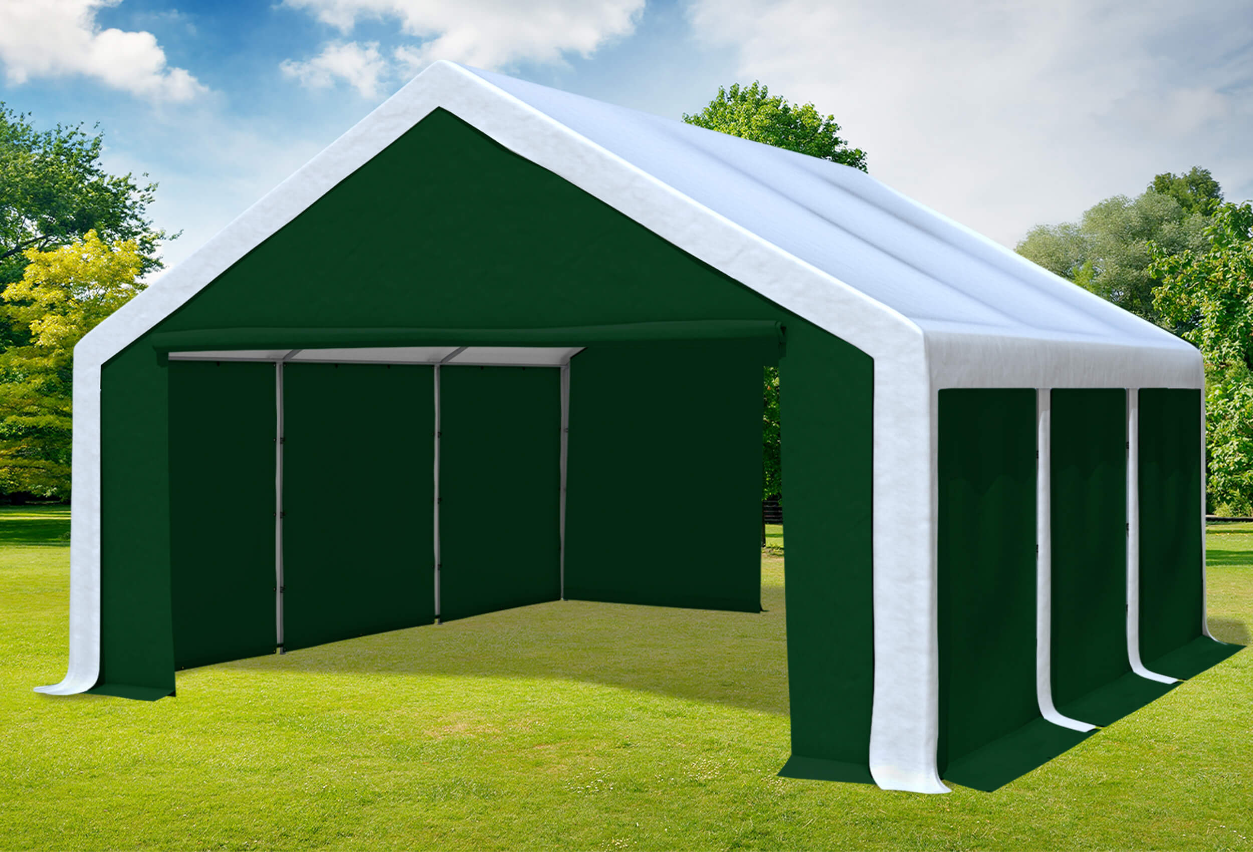 5x6 m Partyzelt, PVC weiß grün