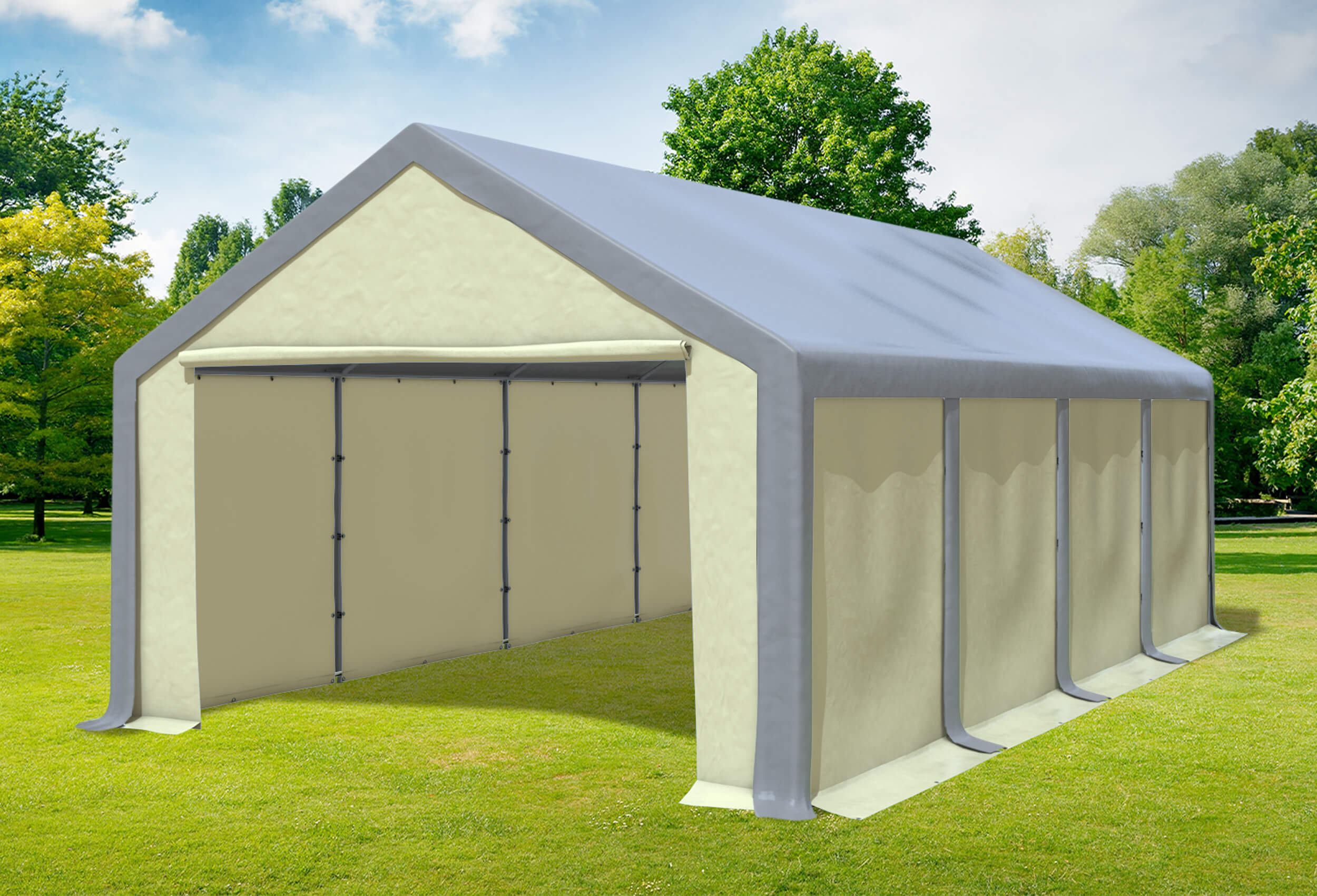 4x8 m Partyzelt, PVC grau Beige