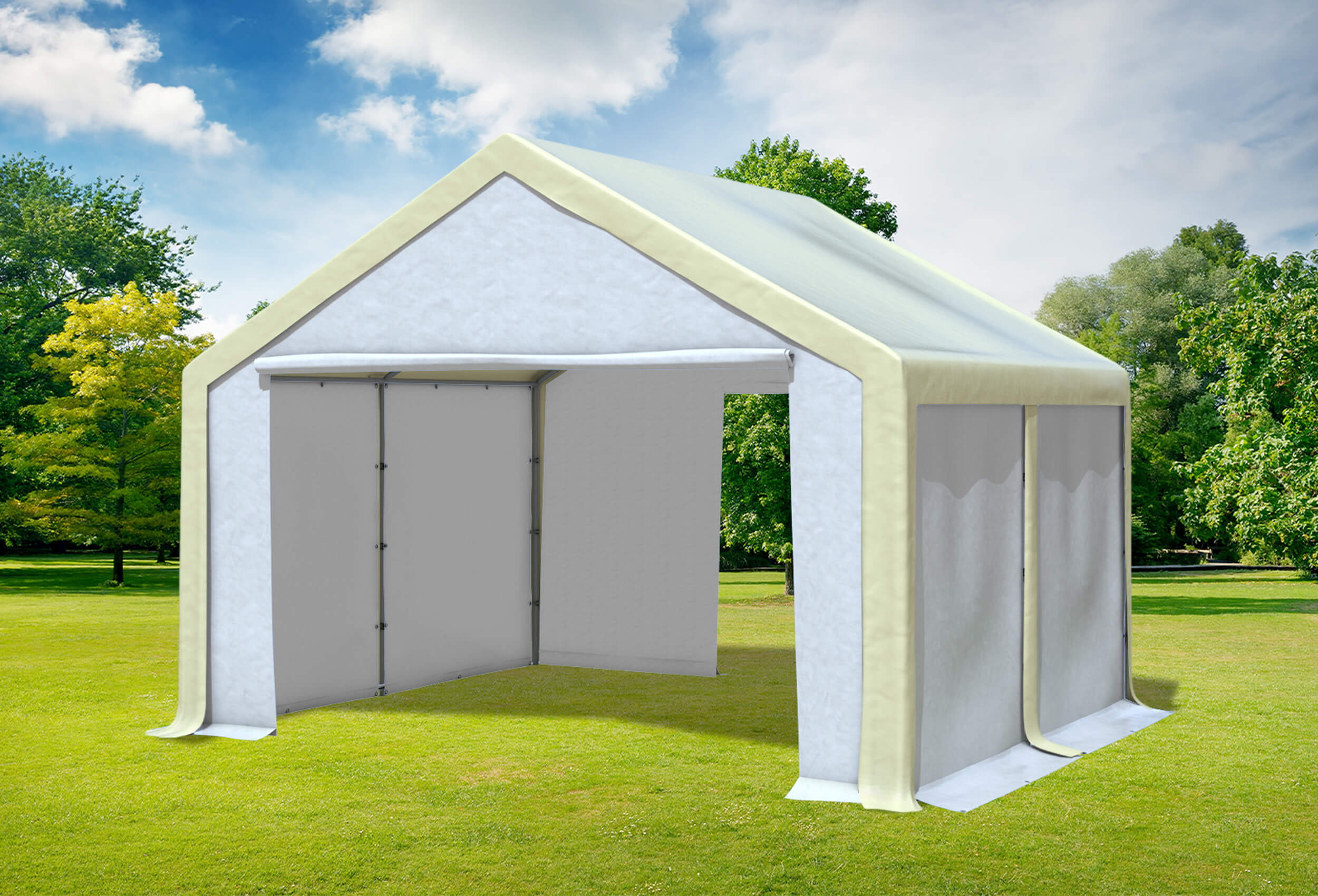 4x4 m Partyzelt, PVC Beige weiß