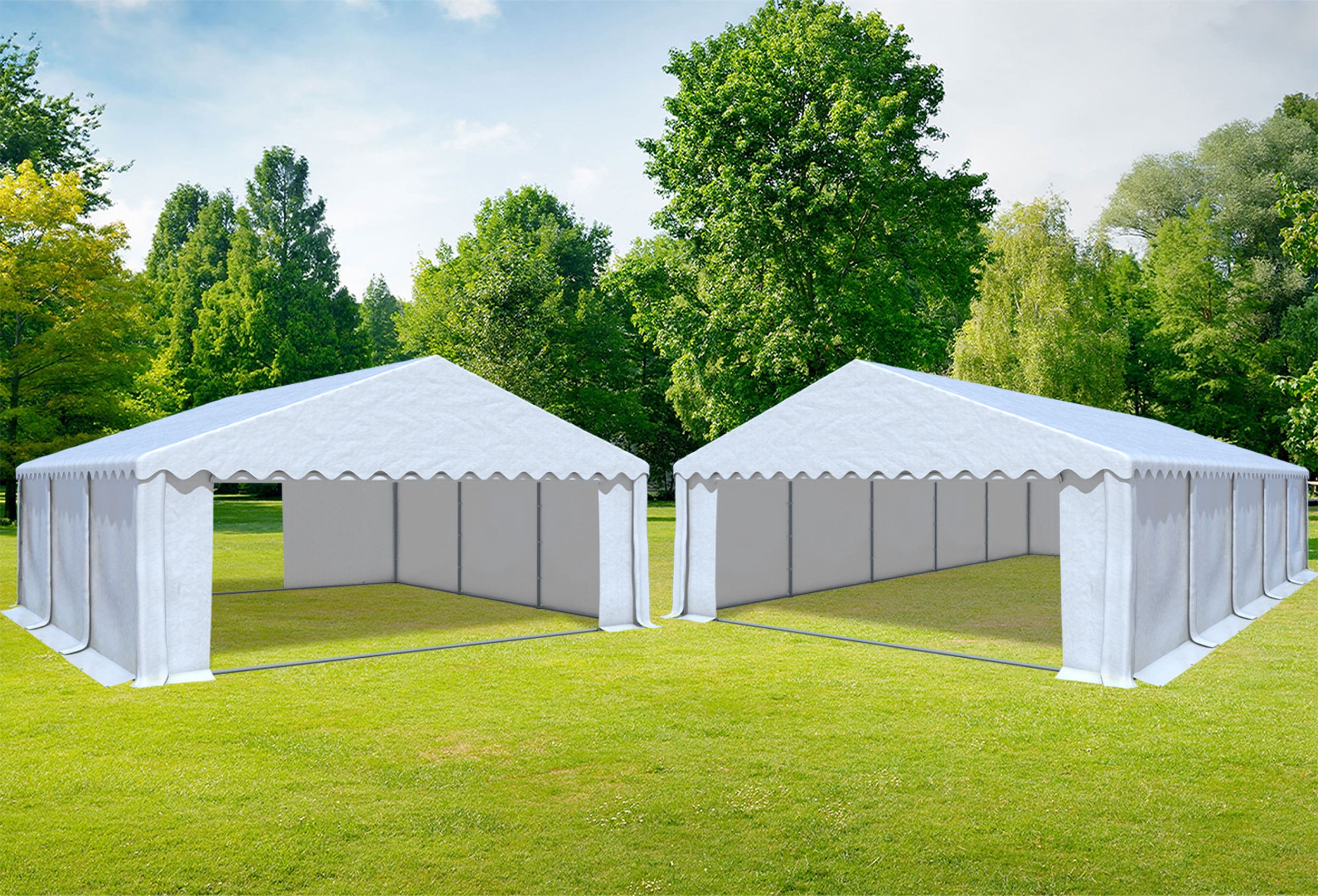 6x10 m 2in1 Kombizelt mit extra 6x6 m Dach, PVC weiß