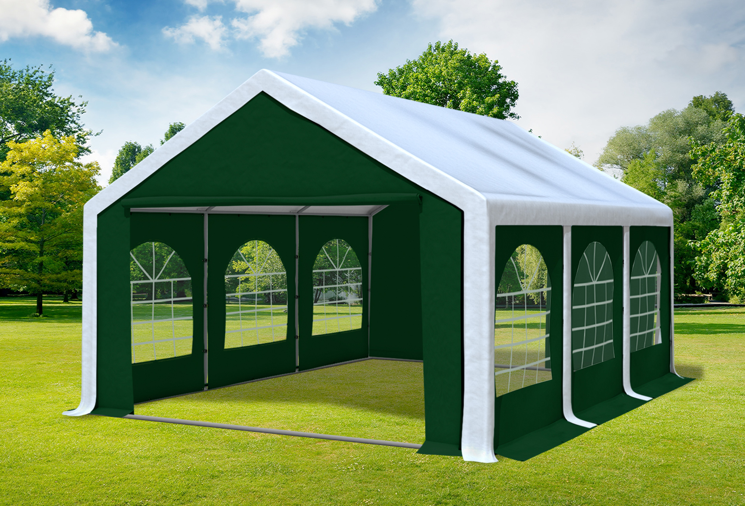 4x6 m Partyzelt, PVC weiß grün