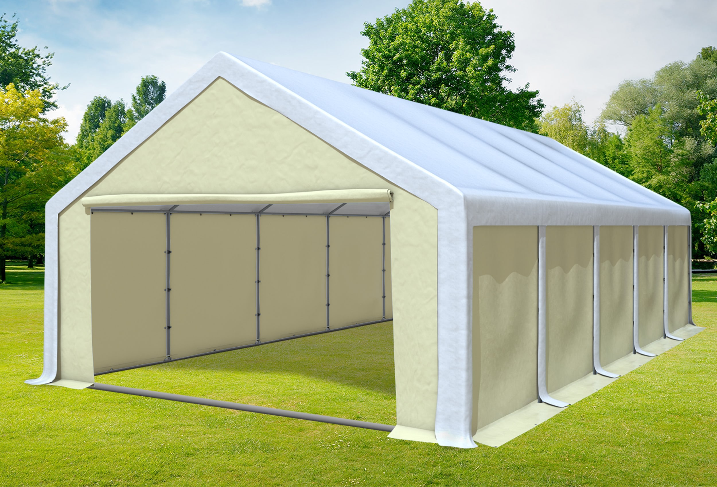 5x10 m Partyzelt, PVC weiß Beige