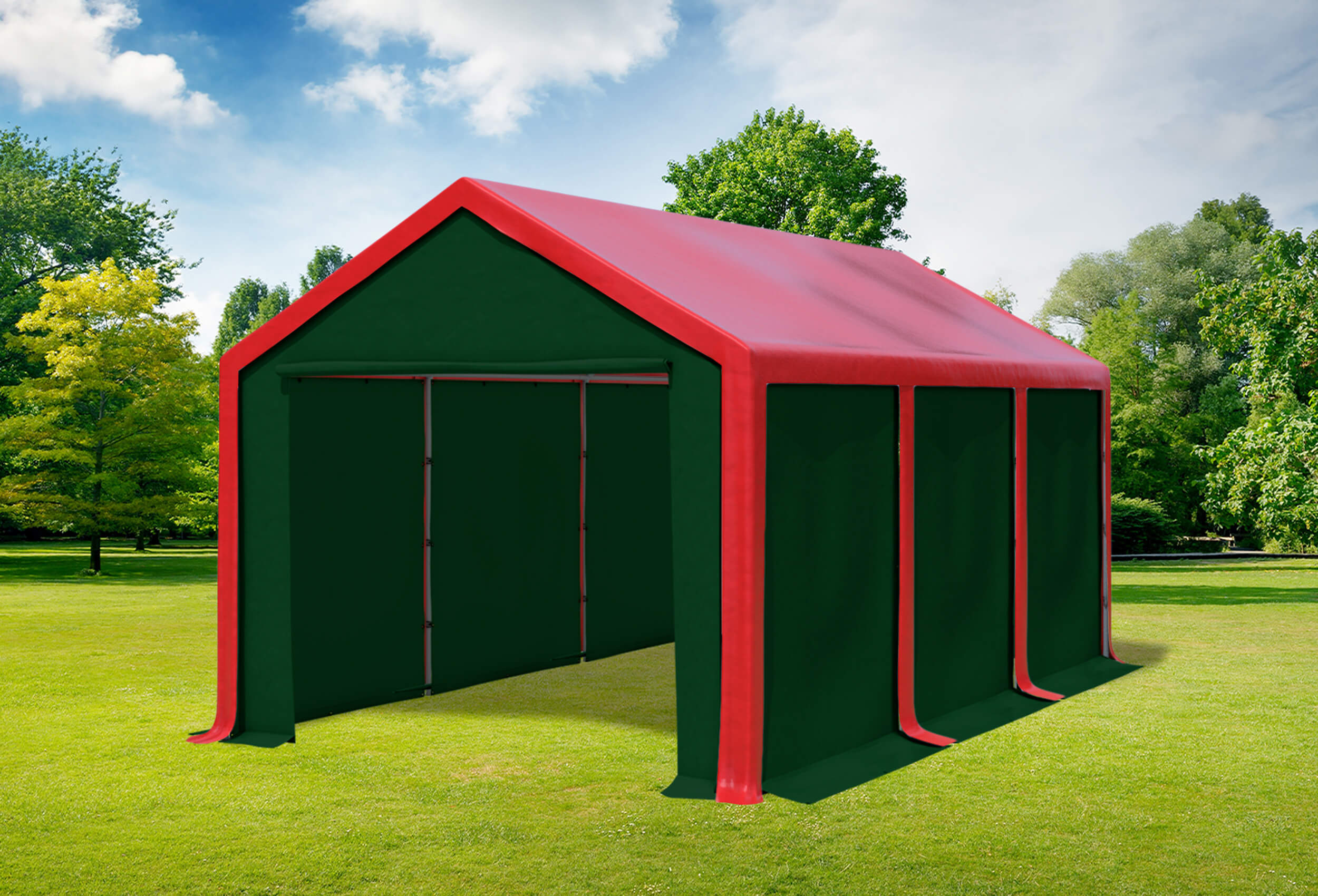 3x6 m Partyzelt, PVC rot grün