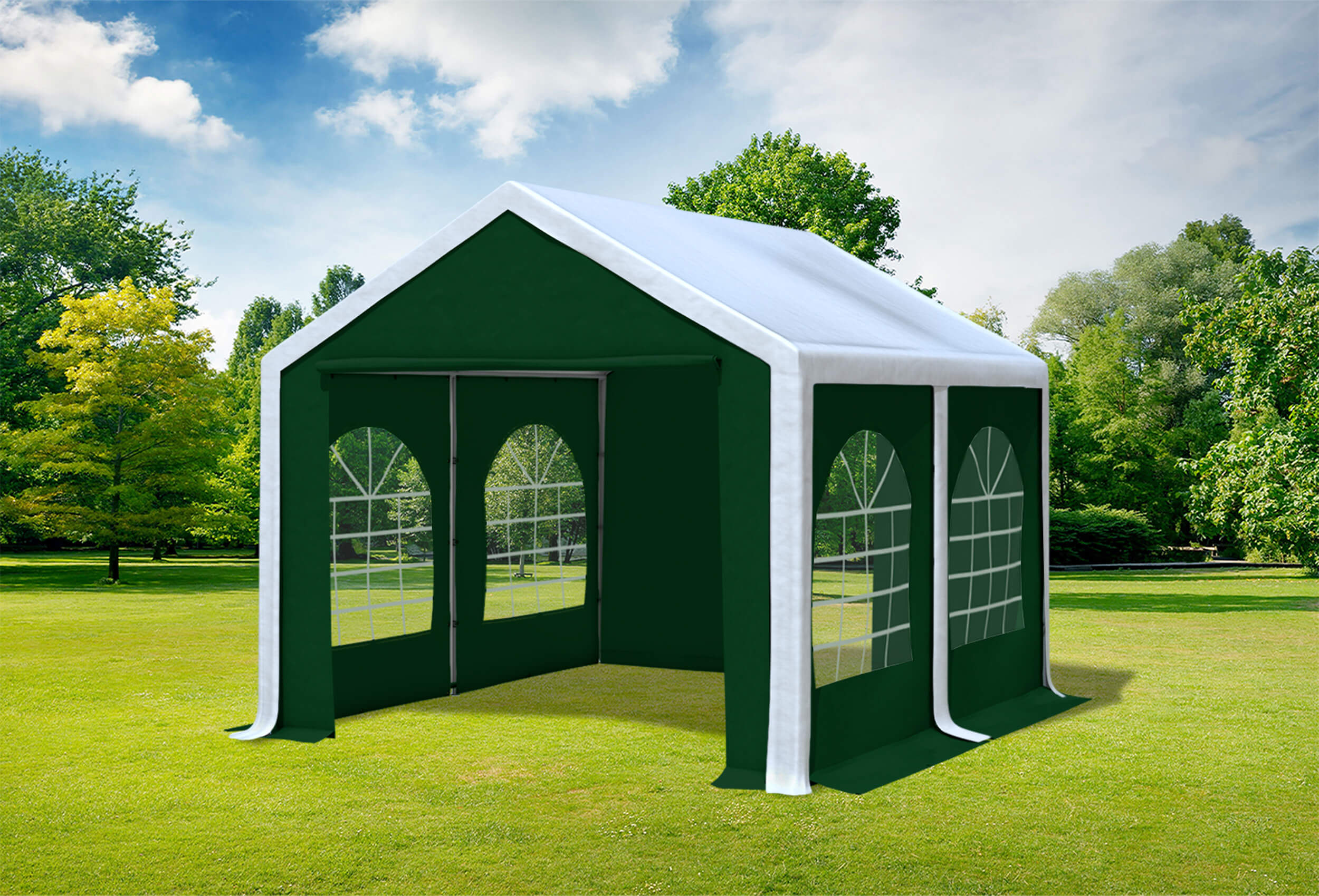 3x4 m Partyzelt, PVC weiß grün
