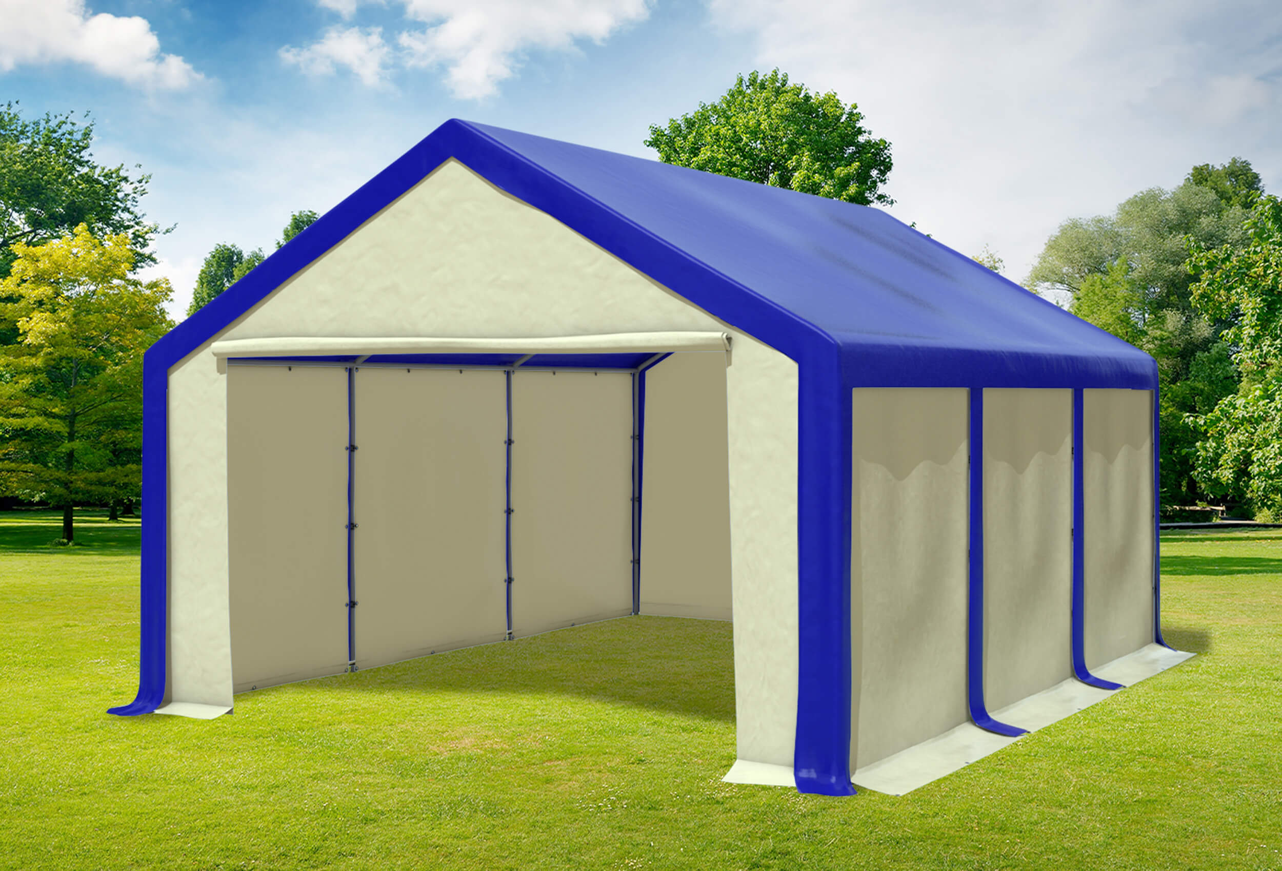 4x6 m Partyzelt, PVC blau Beige