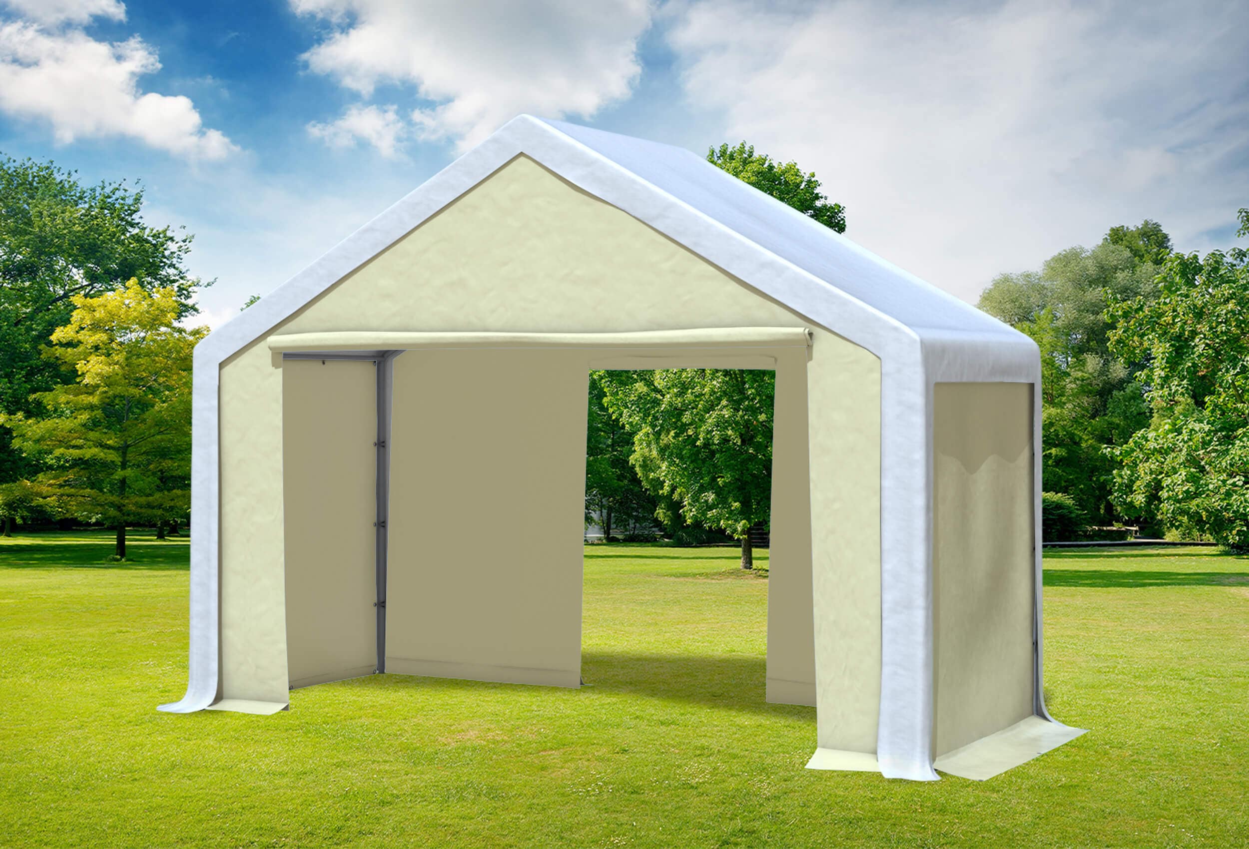 4x2 m Partyzelt, PVC weiß Beige
