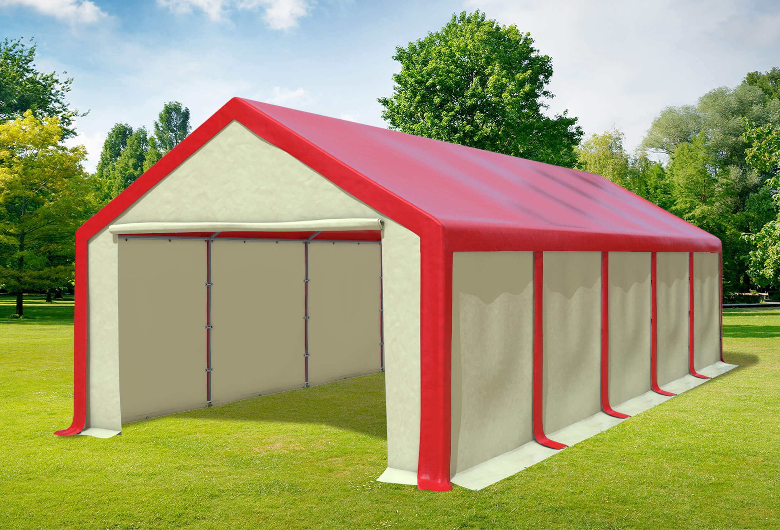 4x10 m Partyzelt, PVC rot Beige