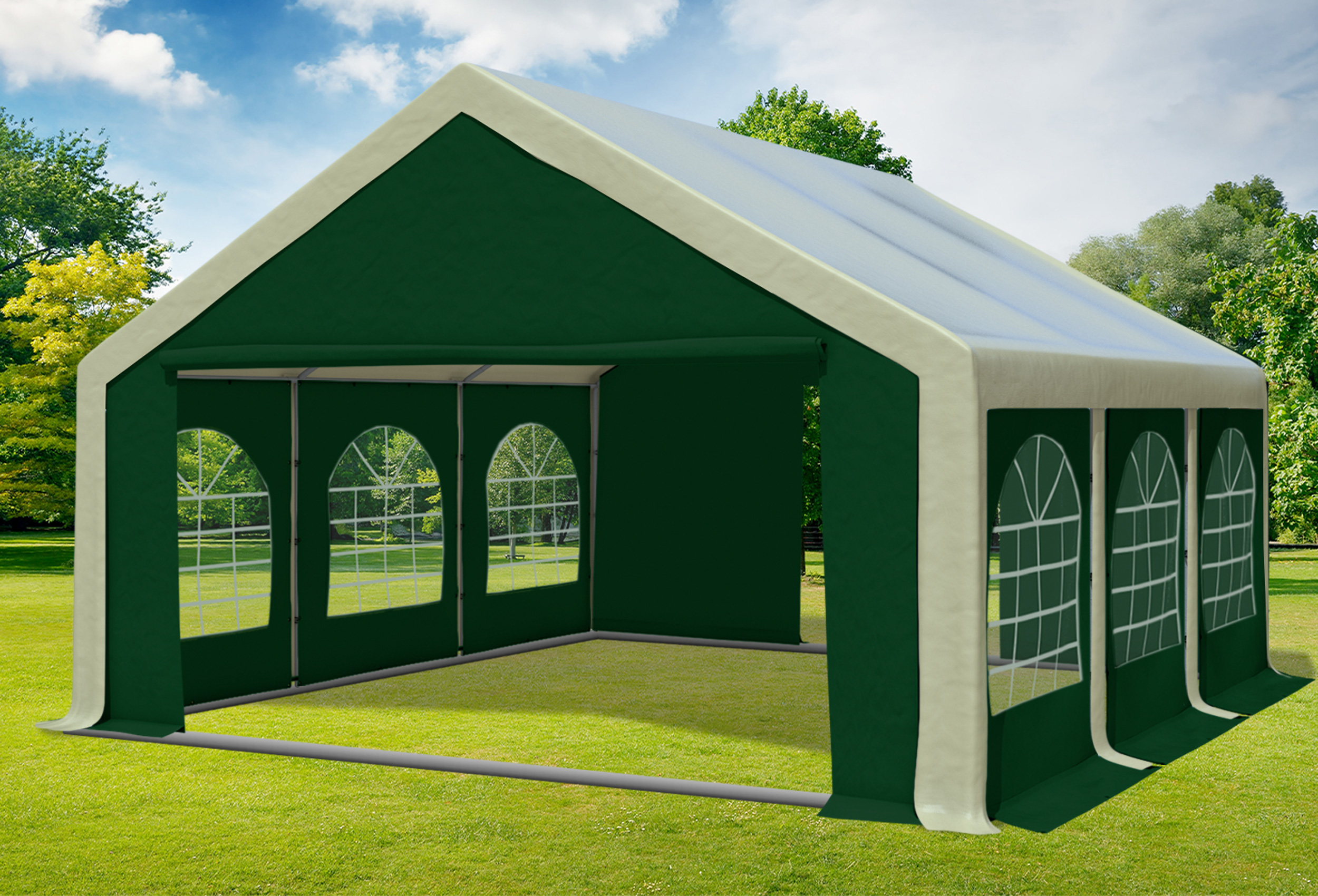 5x6 m Partyzelt, PVC braun grün