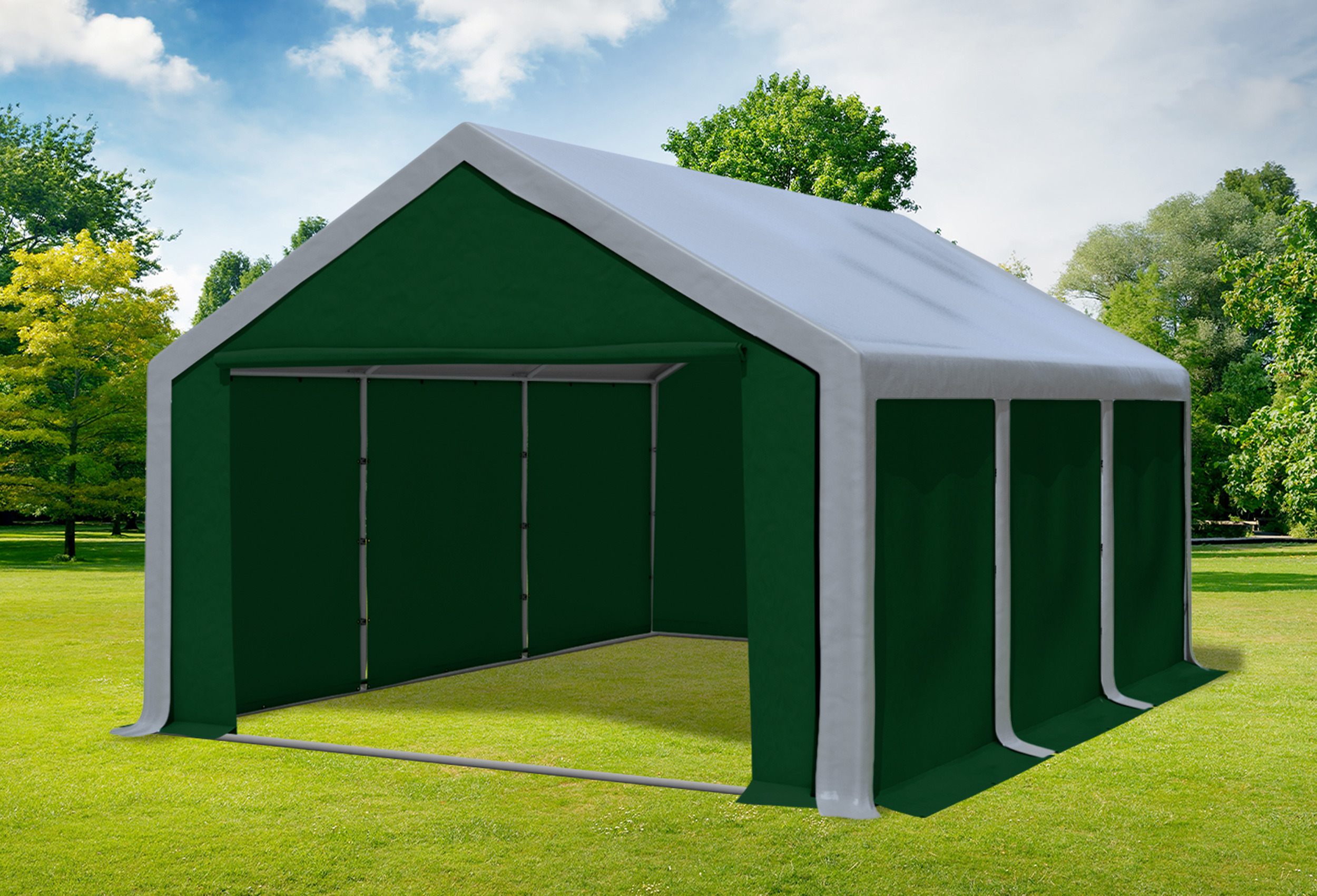 4x6 m Partyzelt, PVC grau grün