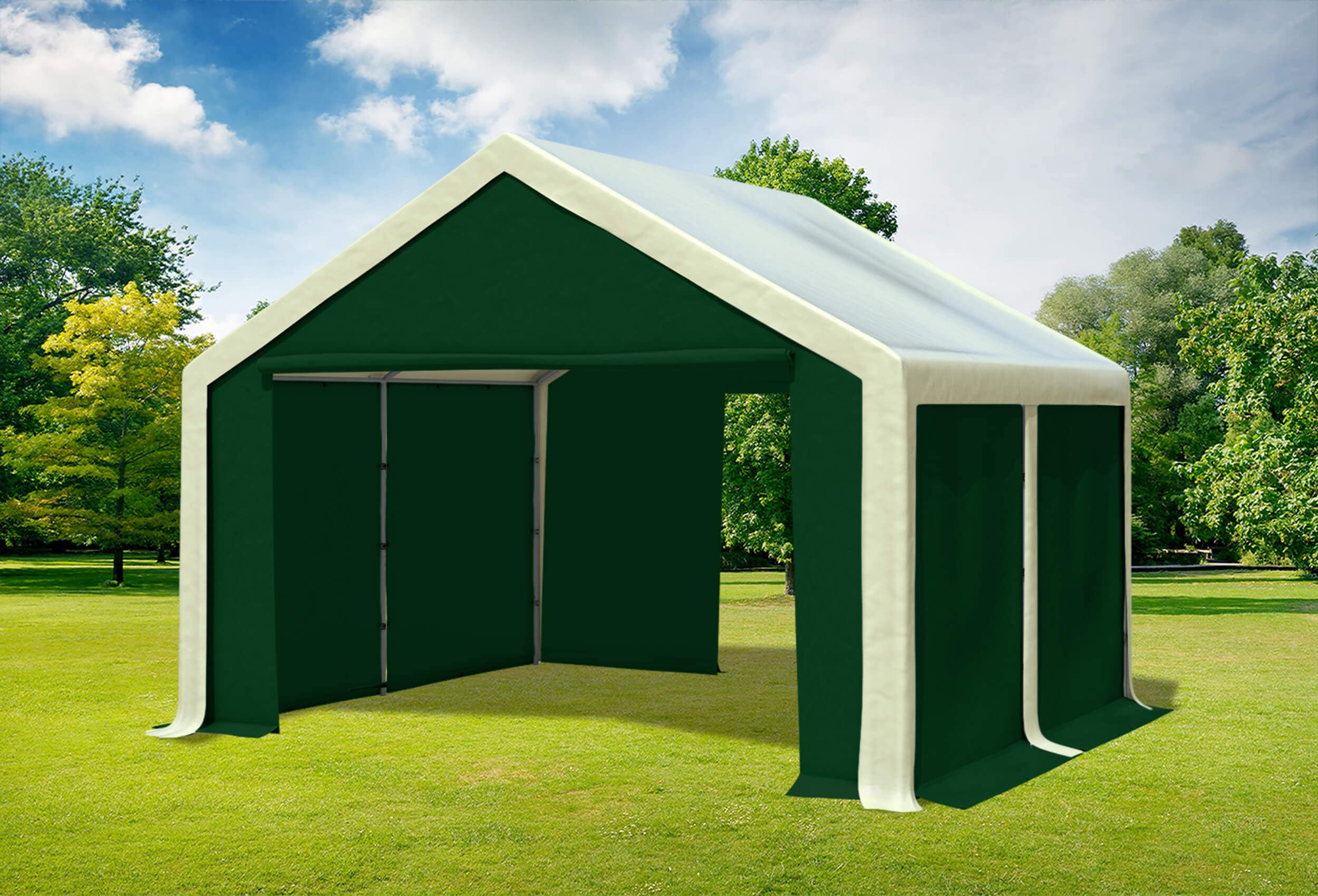 4x4 m Partyzelt, PVC Beige grün