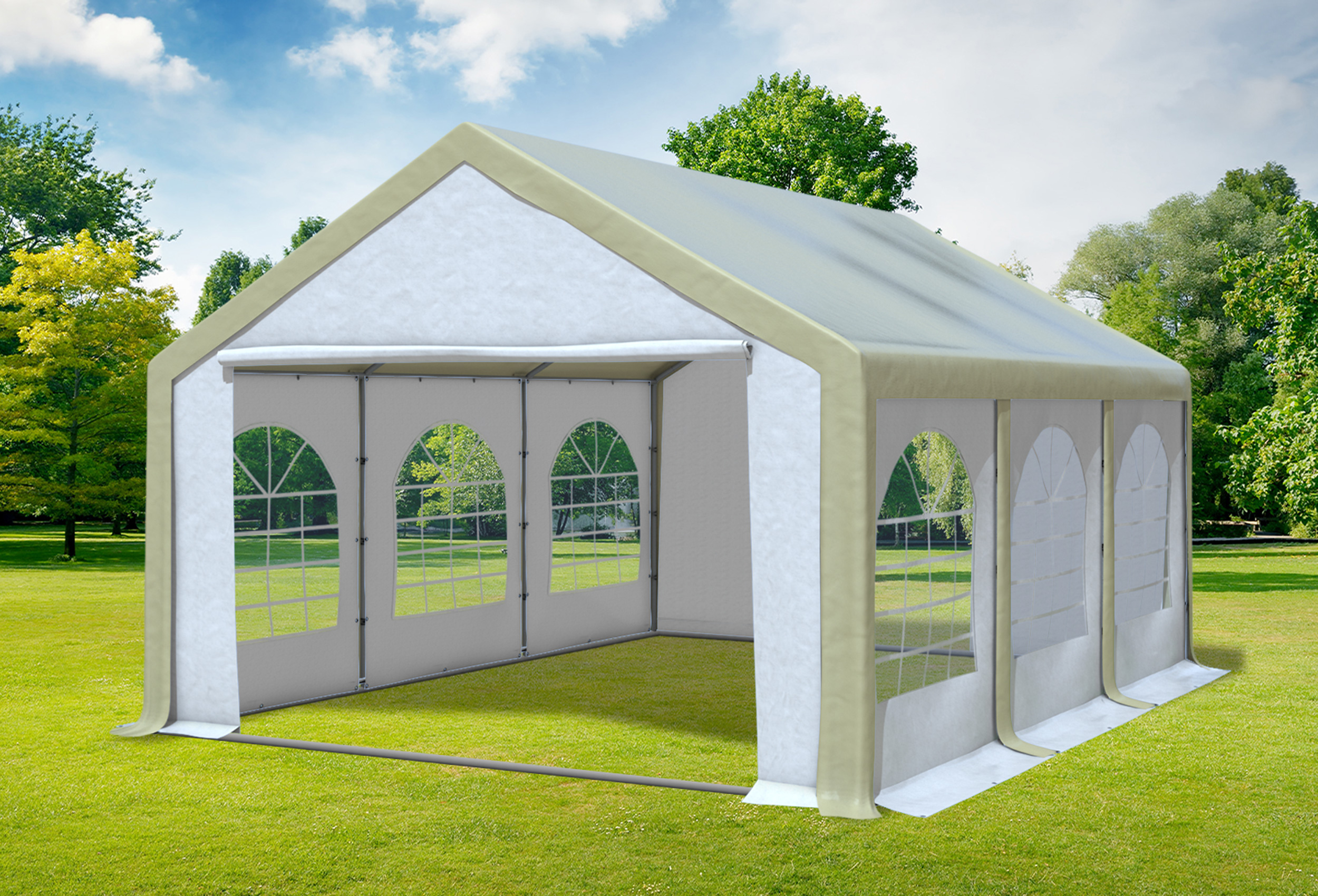 4x6 m Partyzelt, PVC braun weiß