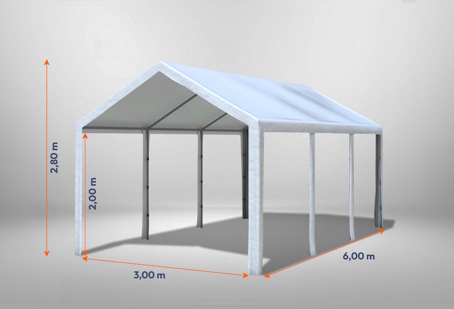 Weißes Partyzelt der Modular Serie ohne Seitenteile 3 x 6m