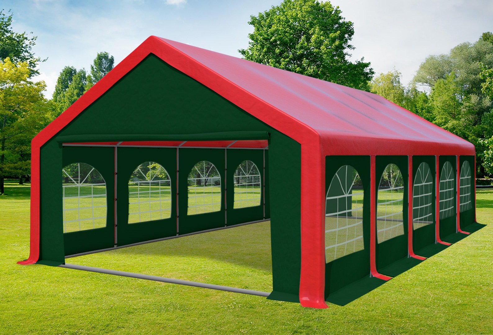 5x10 m Partyzelt, PVC rot grün