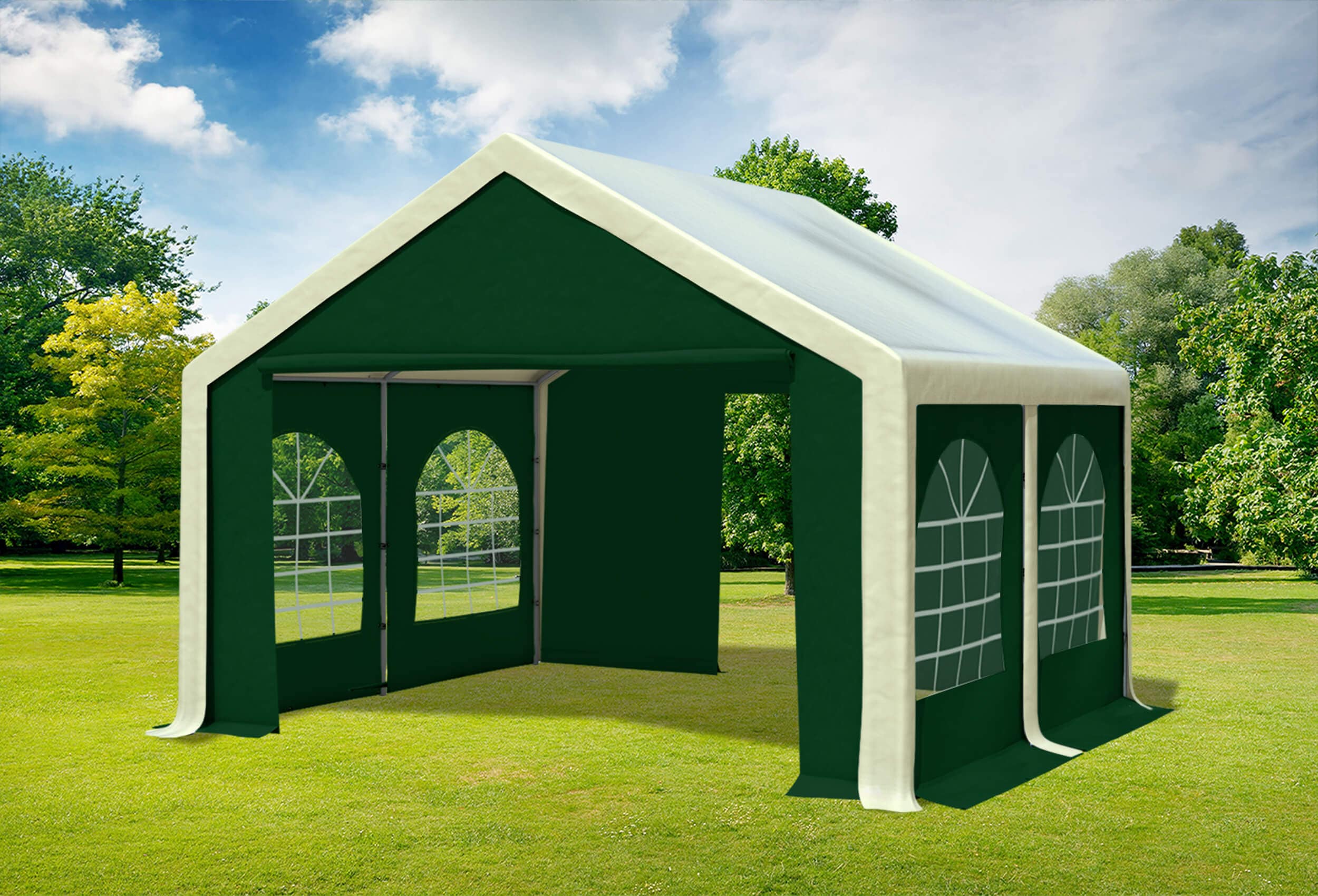 4x4 m Partyzelt, PVC Beige grün