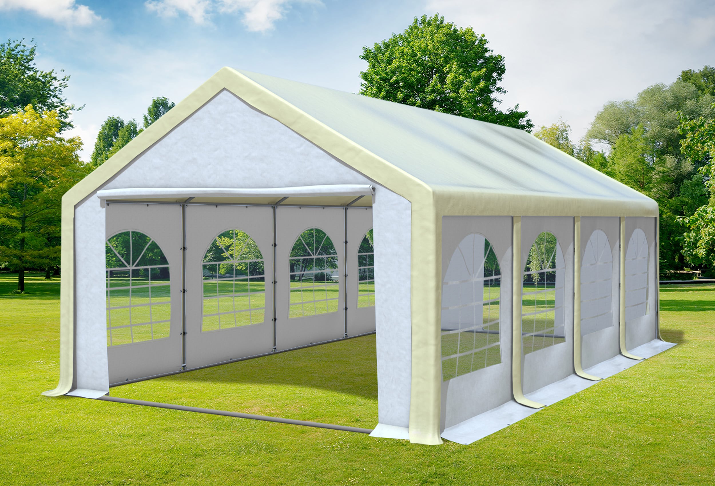 4x8 m Partyzelt, PVC Beige weiß