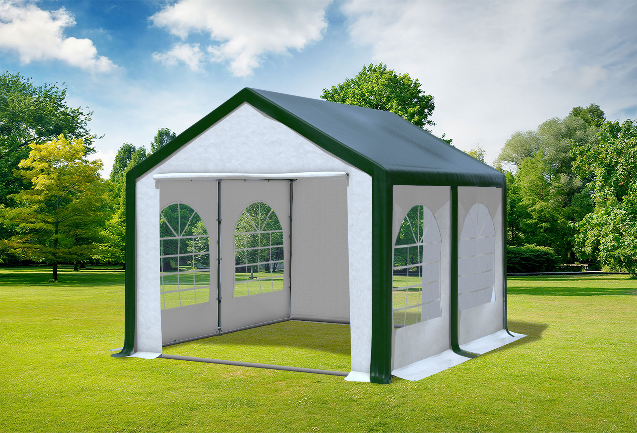 3x4 m Partyzelt, PVC grün weiß