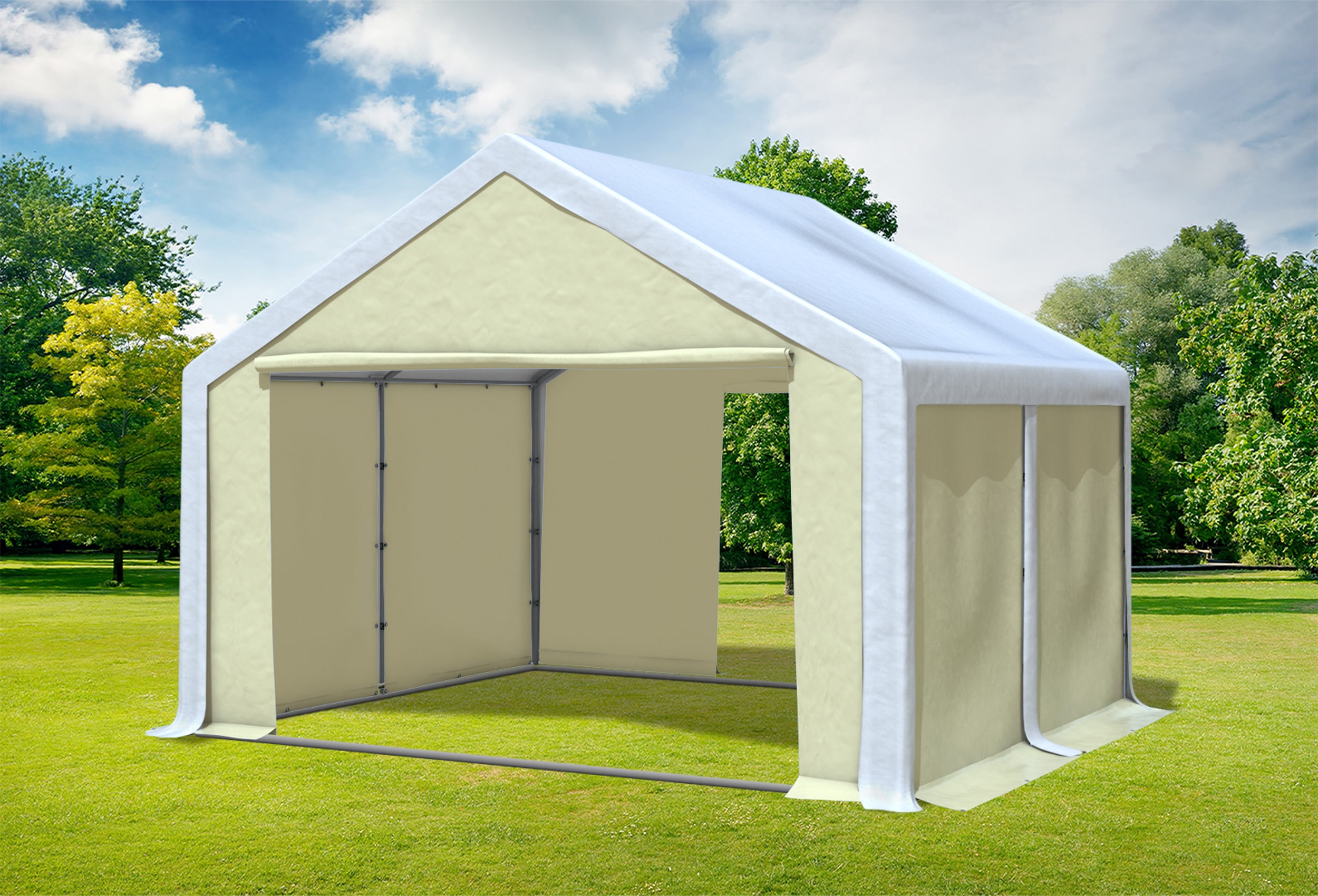 4x4 m Partyzelt, PVC weiß Beige
