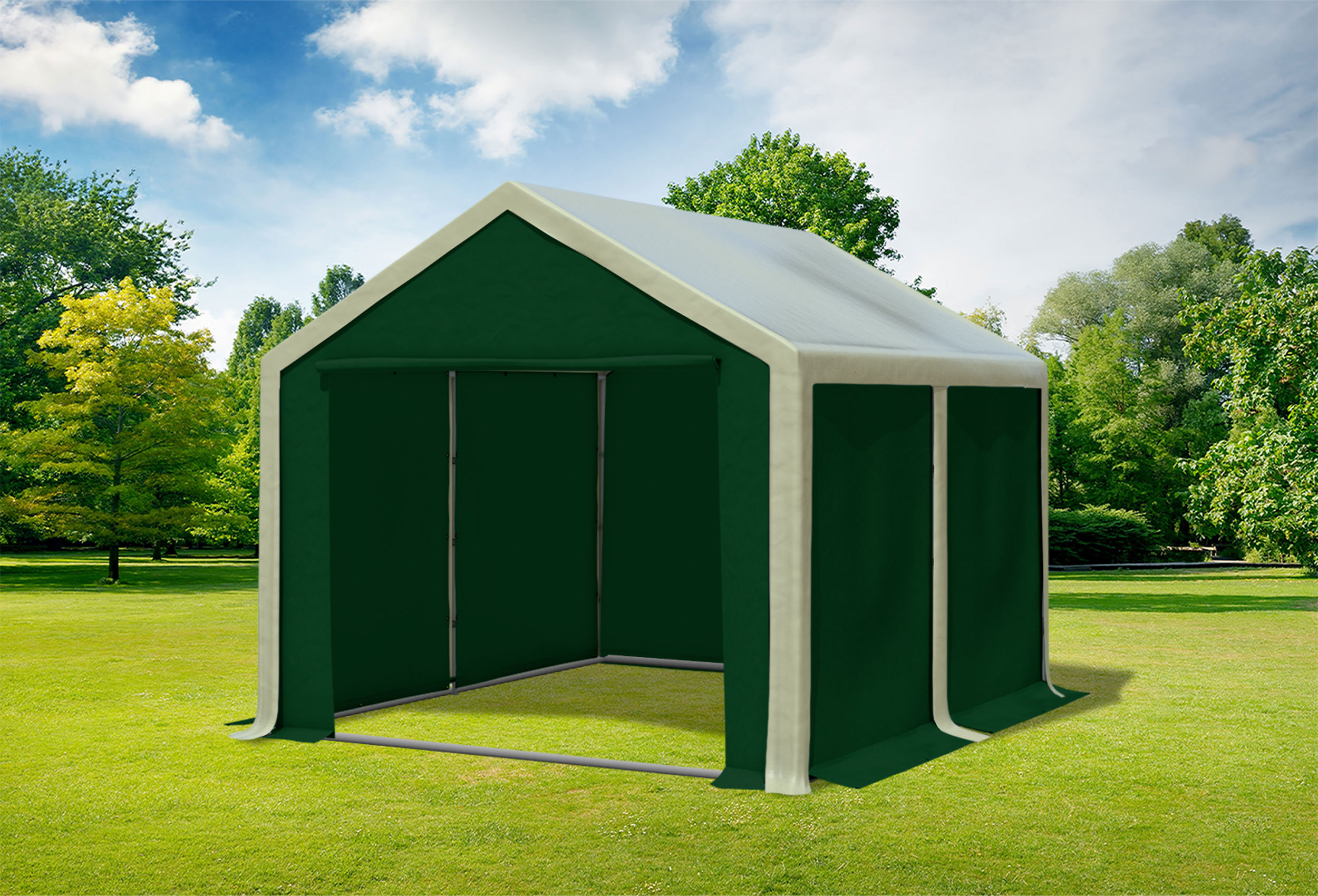 3x4 m Partyzelt, PVC braun grün