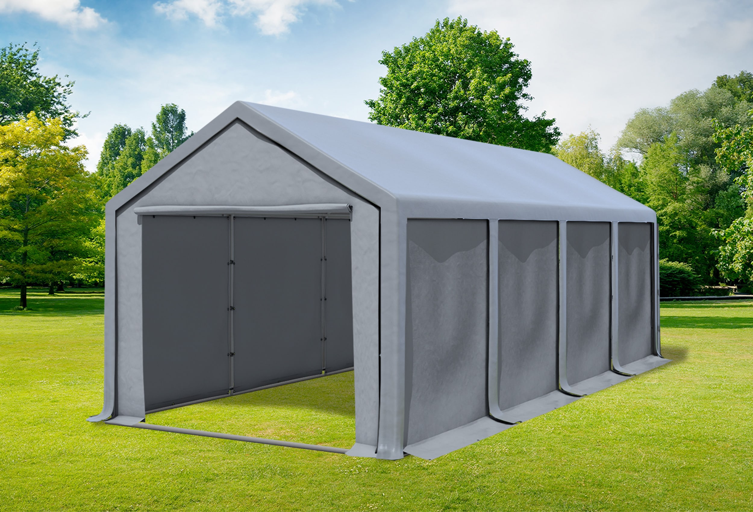 3x8 m Partyzelt, PVC grau