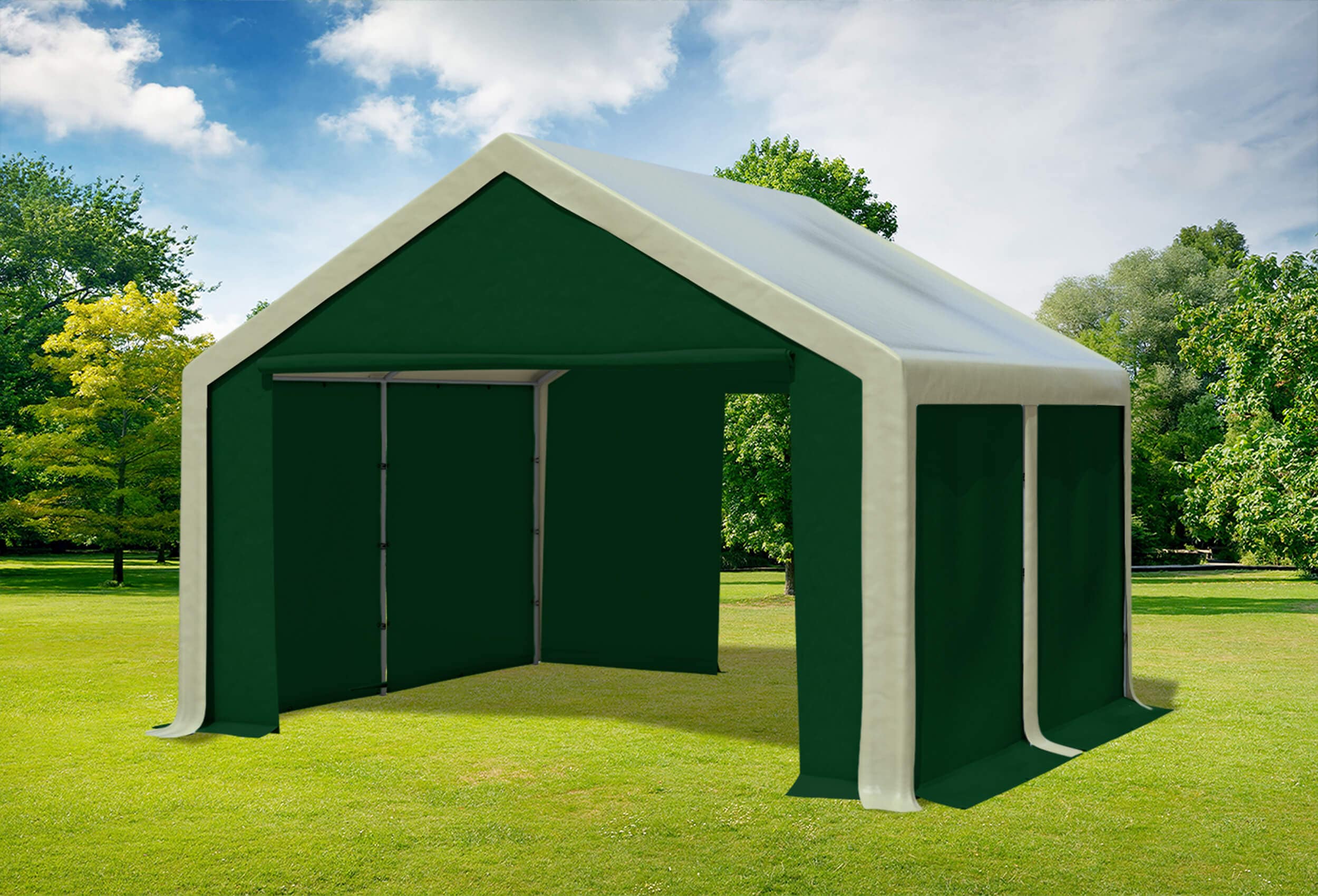4x4 m Partyzelt, PVC braun grün