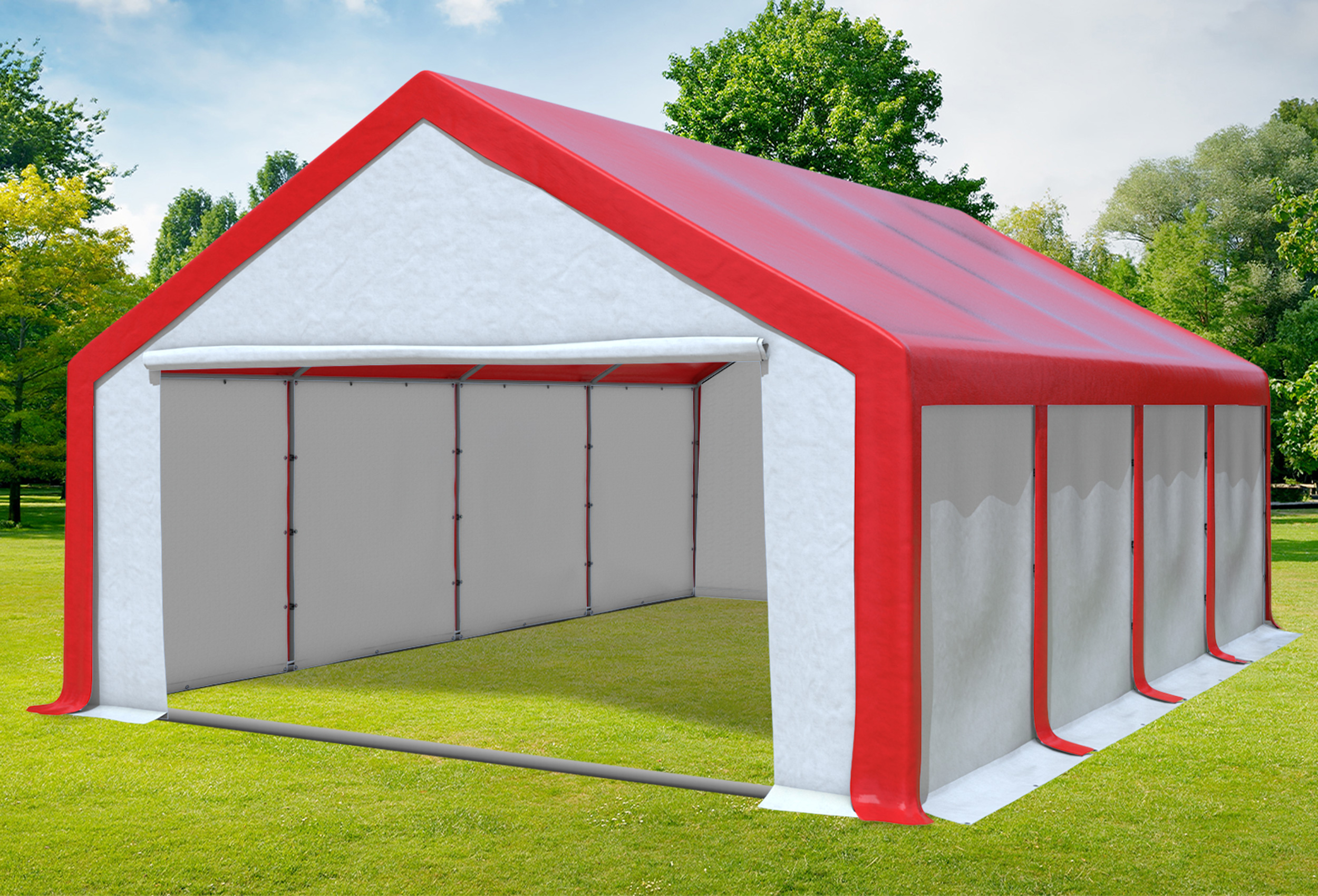 5x8 m Partyzelt, PVC rot weiß