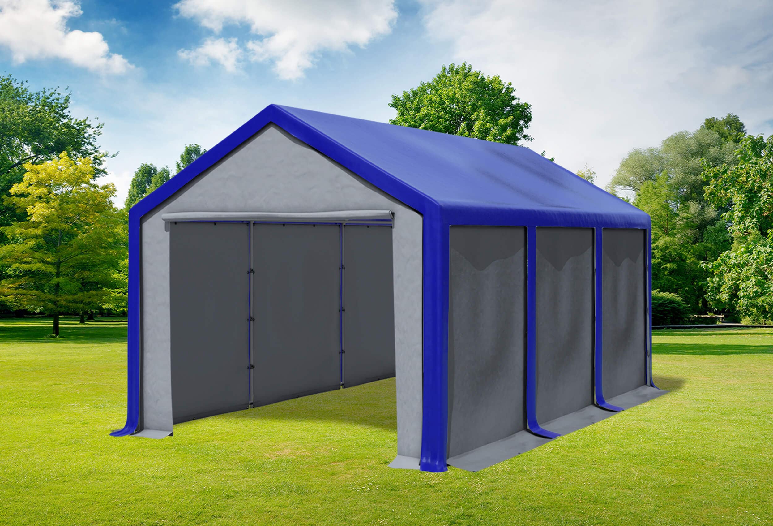 3x6 m Partyzelt, PVC blau grau