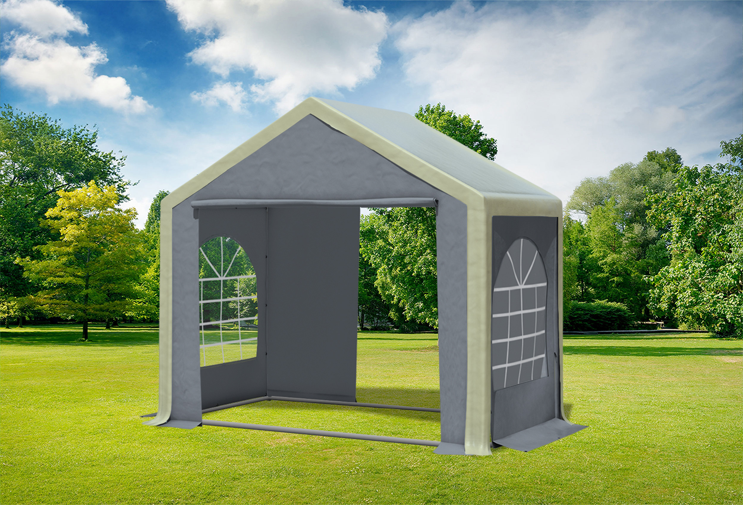 3x2 m Partyzelt, PVC braun grau
