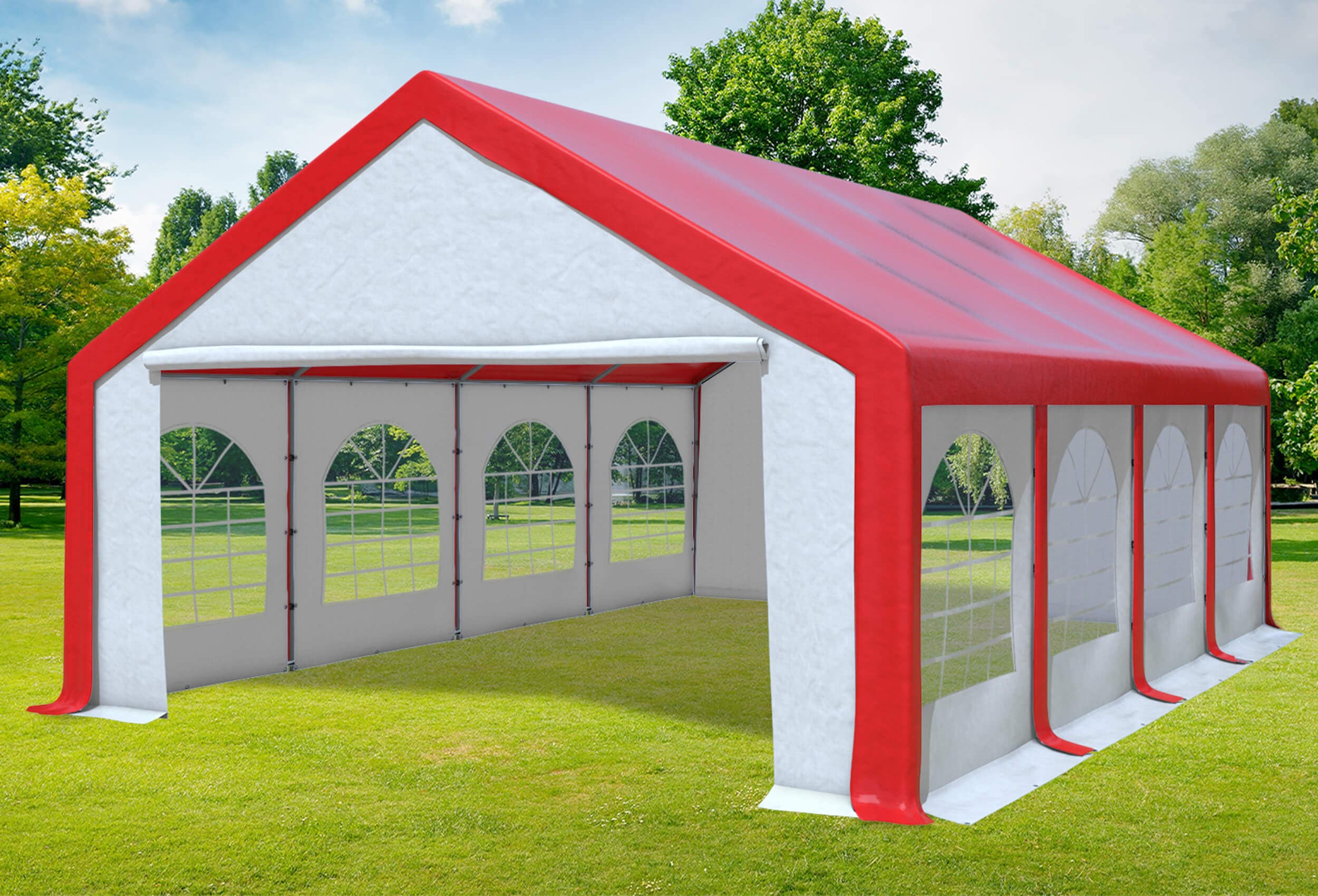 5x8 m Partyzelt, PVC rot weiß