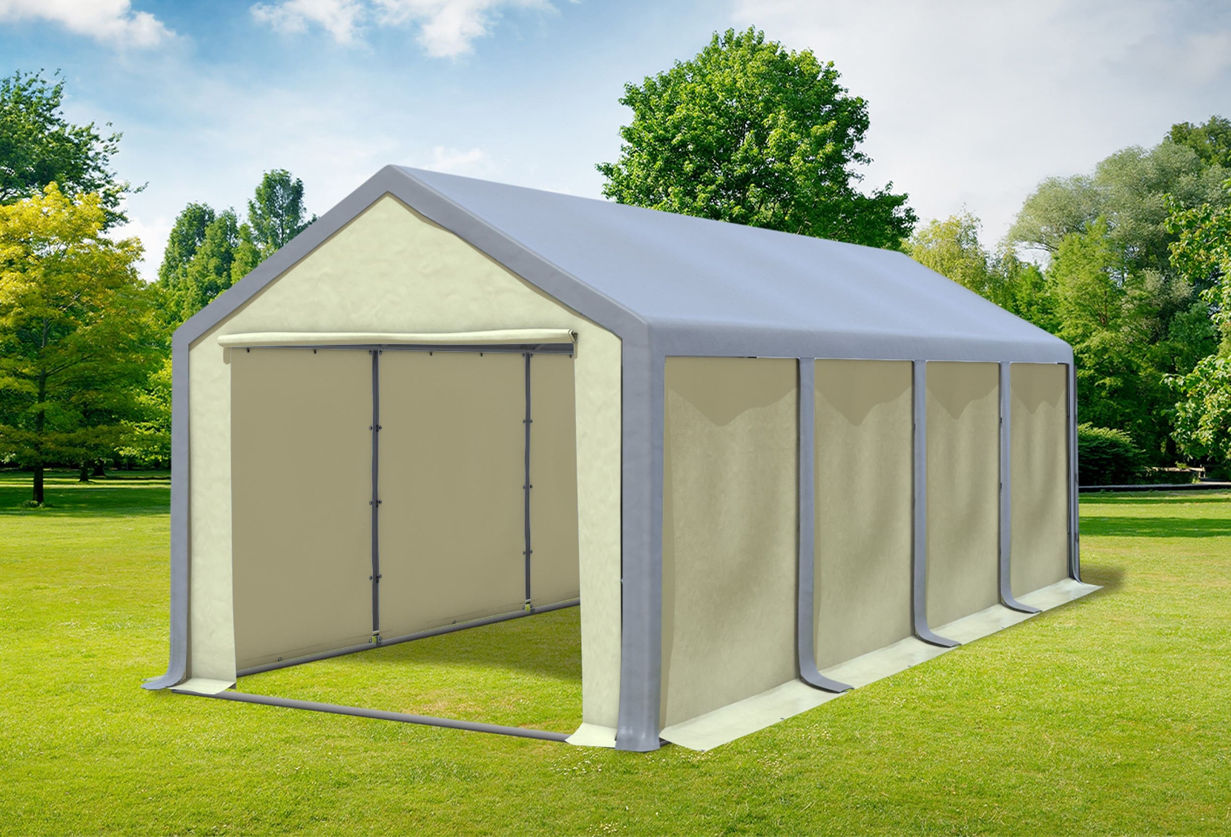 3x8 m Partyzelt, PVC grau Beige