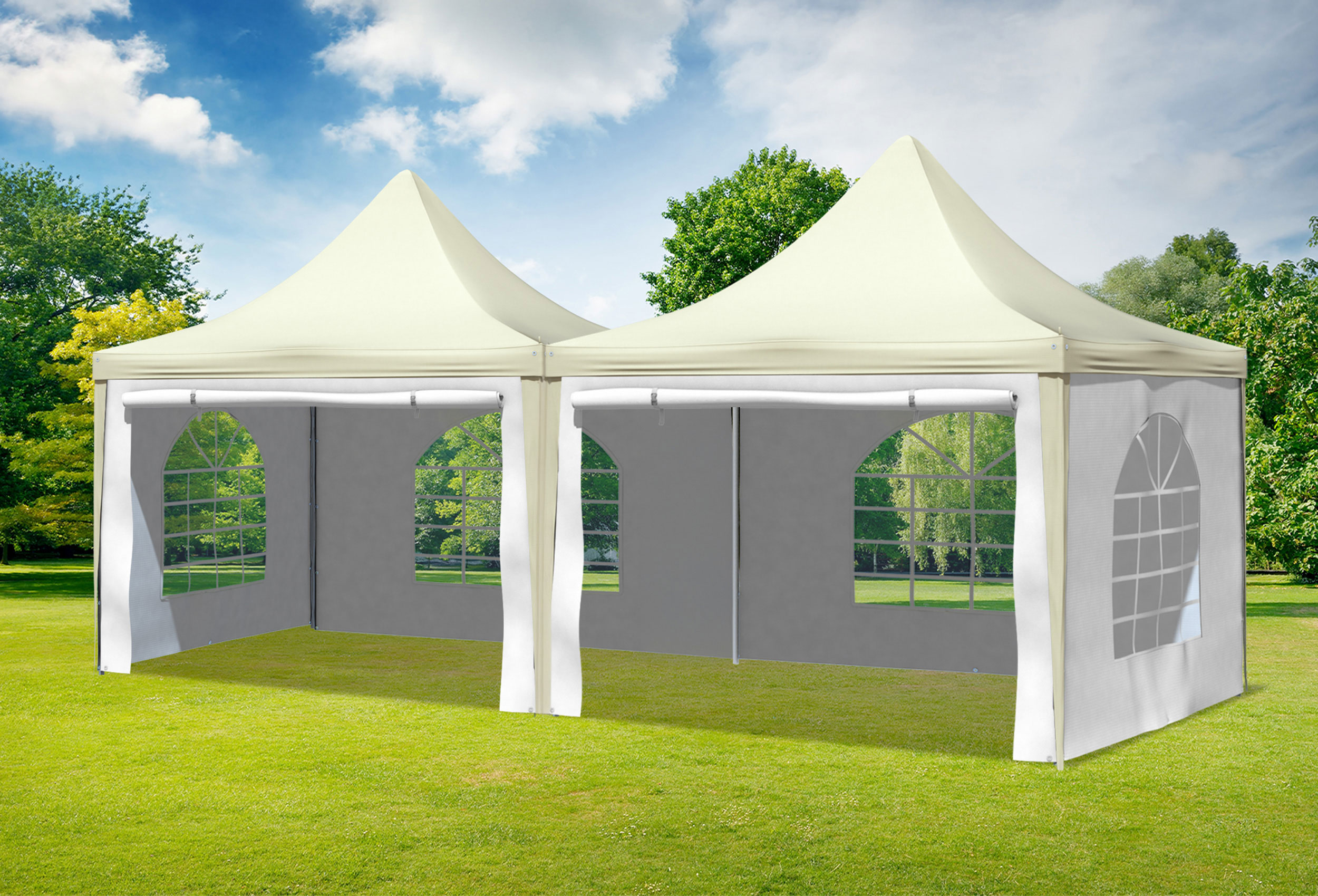 3x6 m Pavillon, PVC Arabica Beige weiß