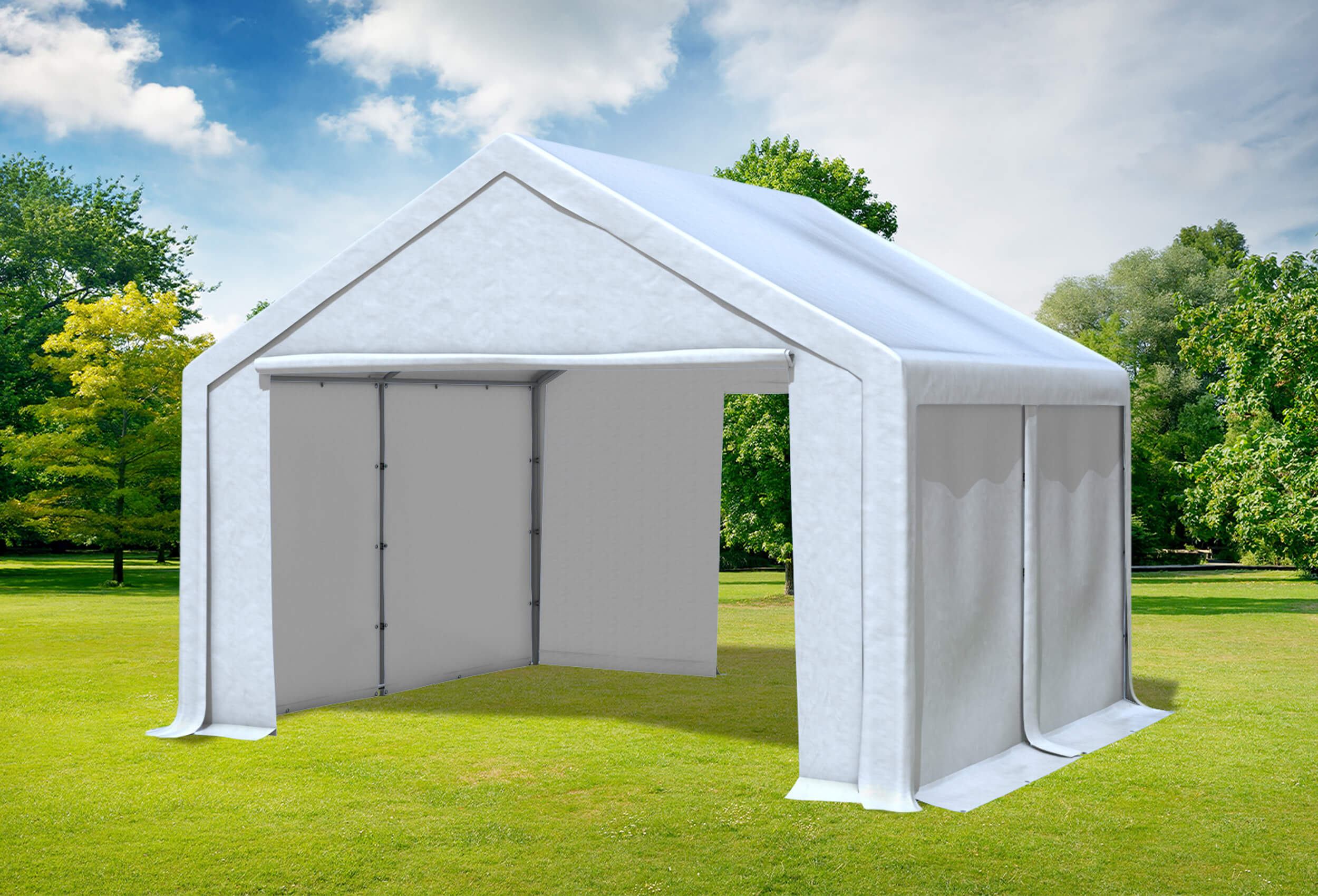 4x4 m Lagerzelt, PVC weiß