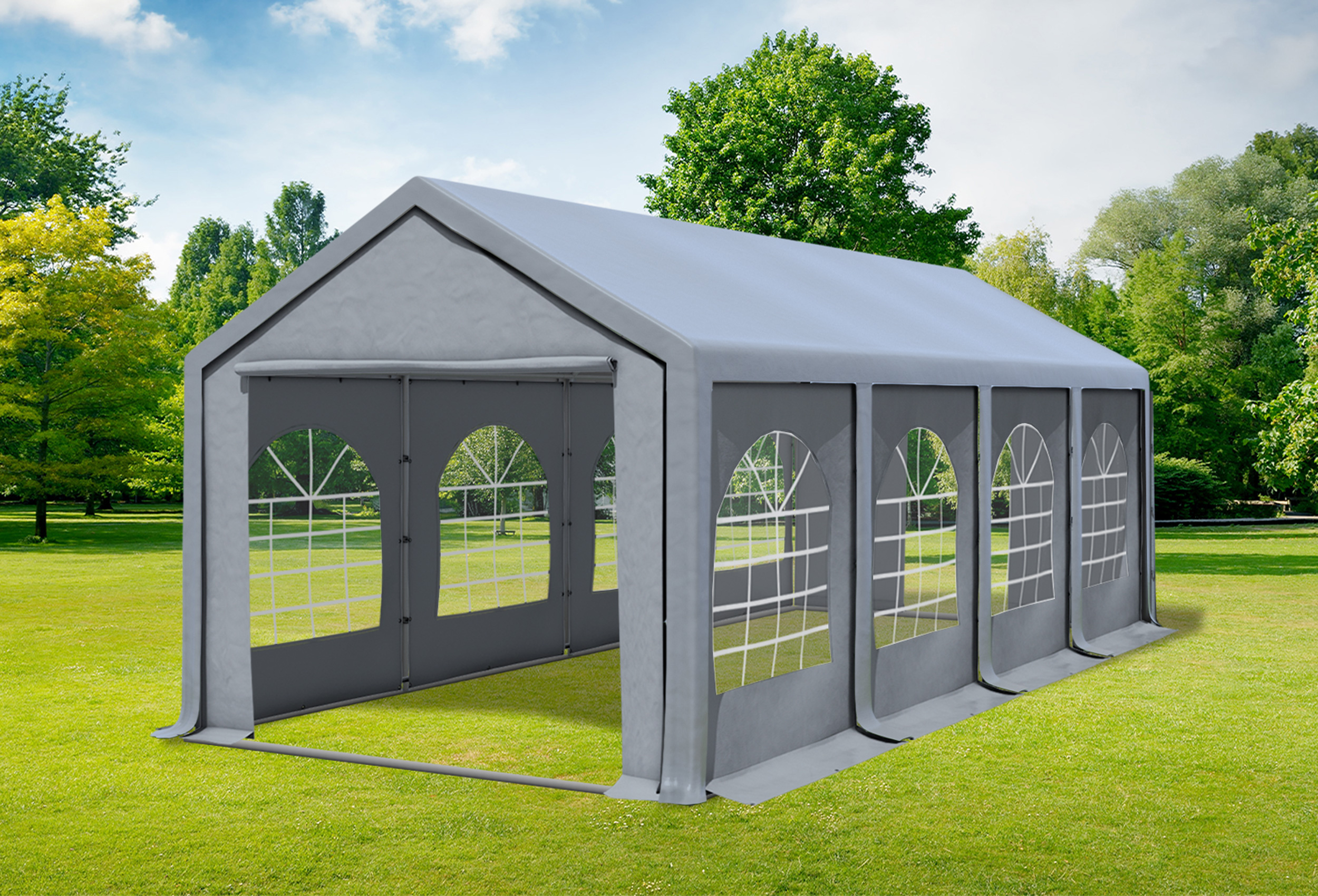 3x8 m Partyzelt, PVC grau