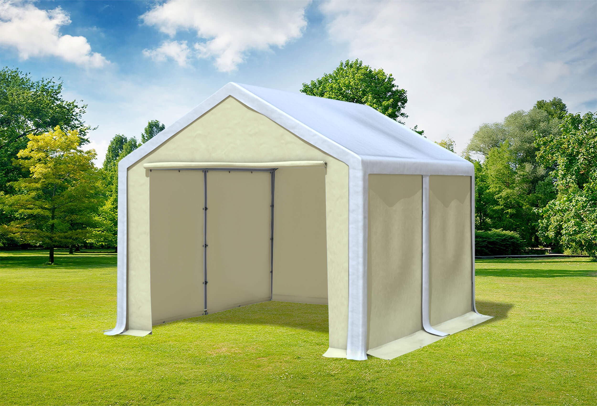 3x4 m Partyzelt, PVC weiß Beige