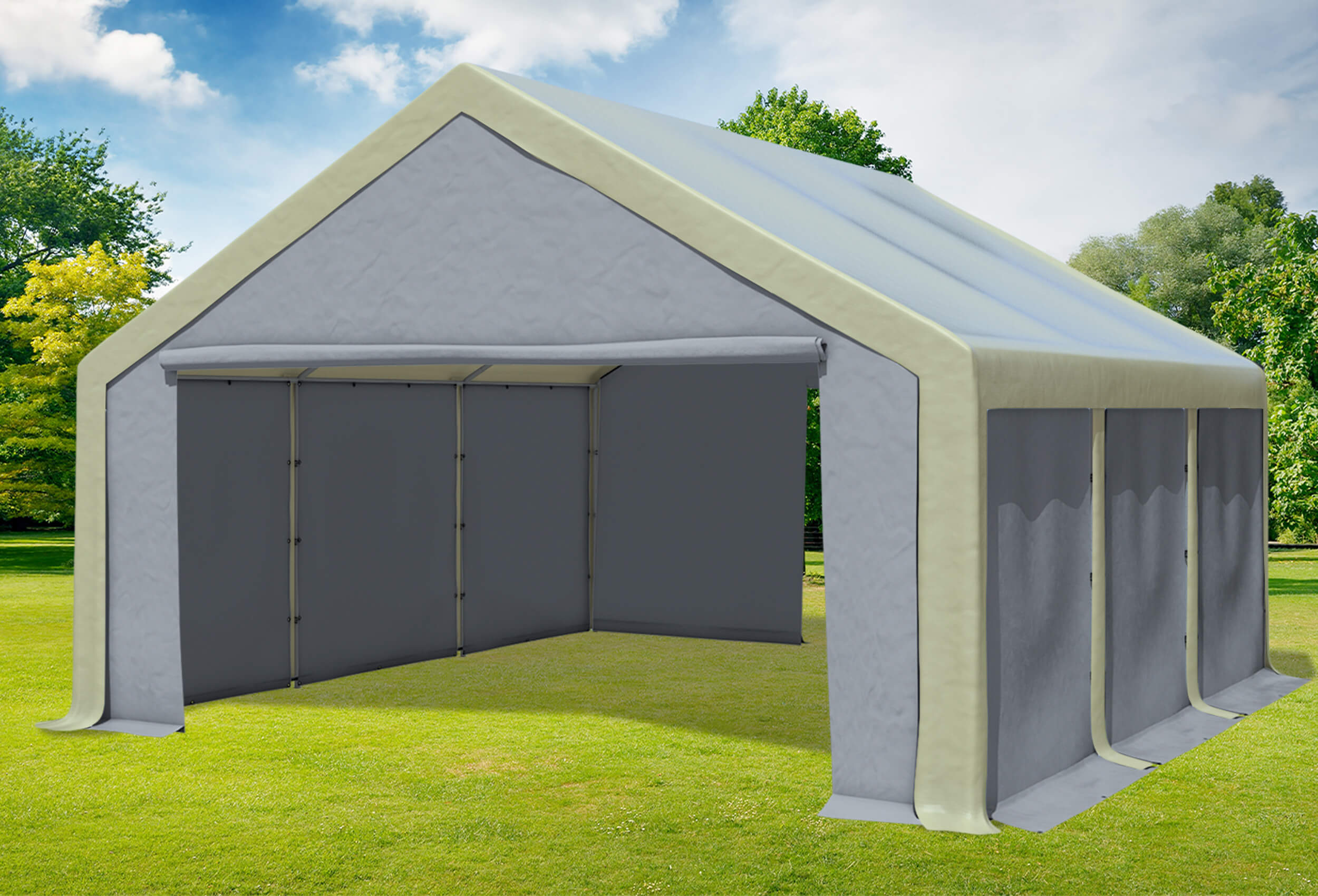 5x6 m Partyzelt, PVC braun grau