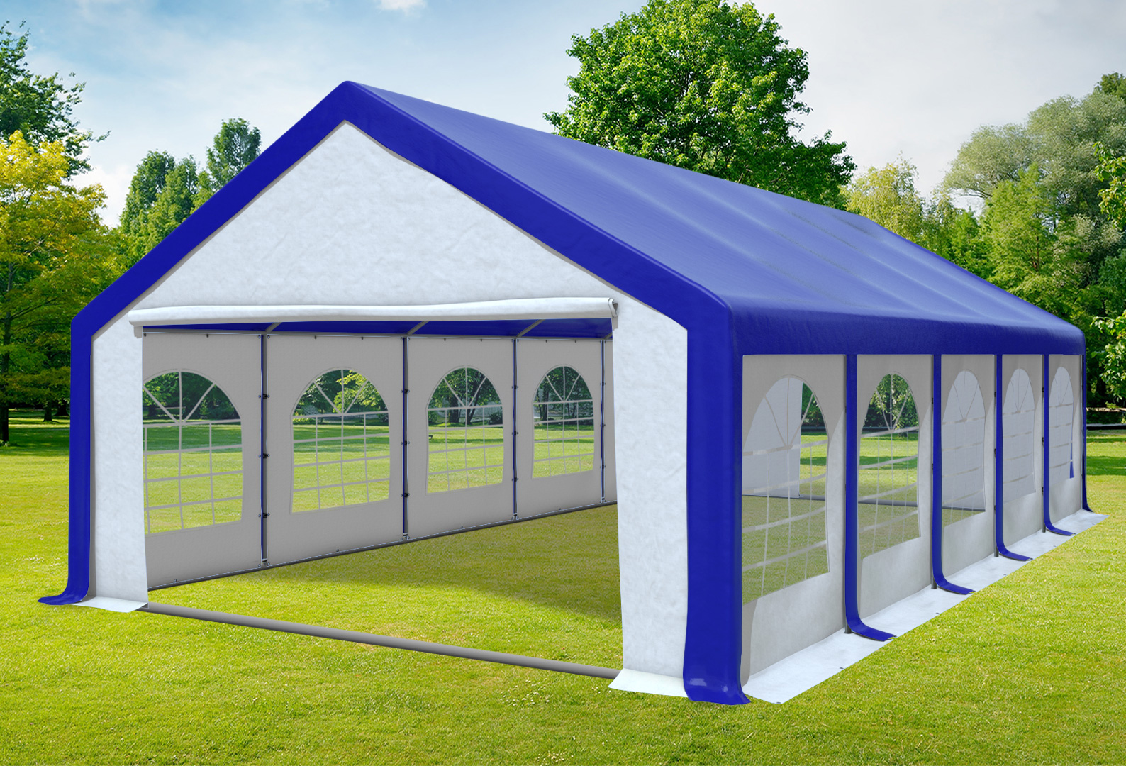 5x10 m Partyzelt, PVC blau weiß