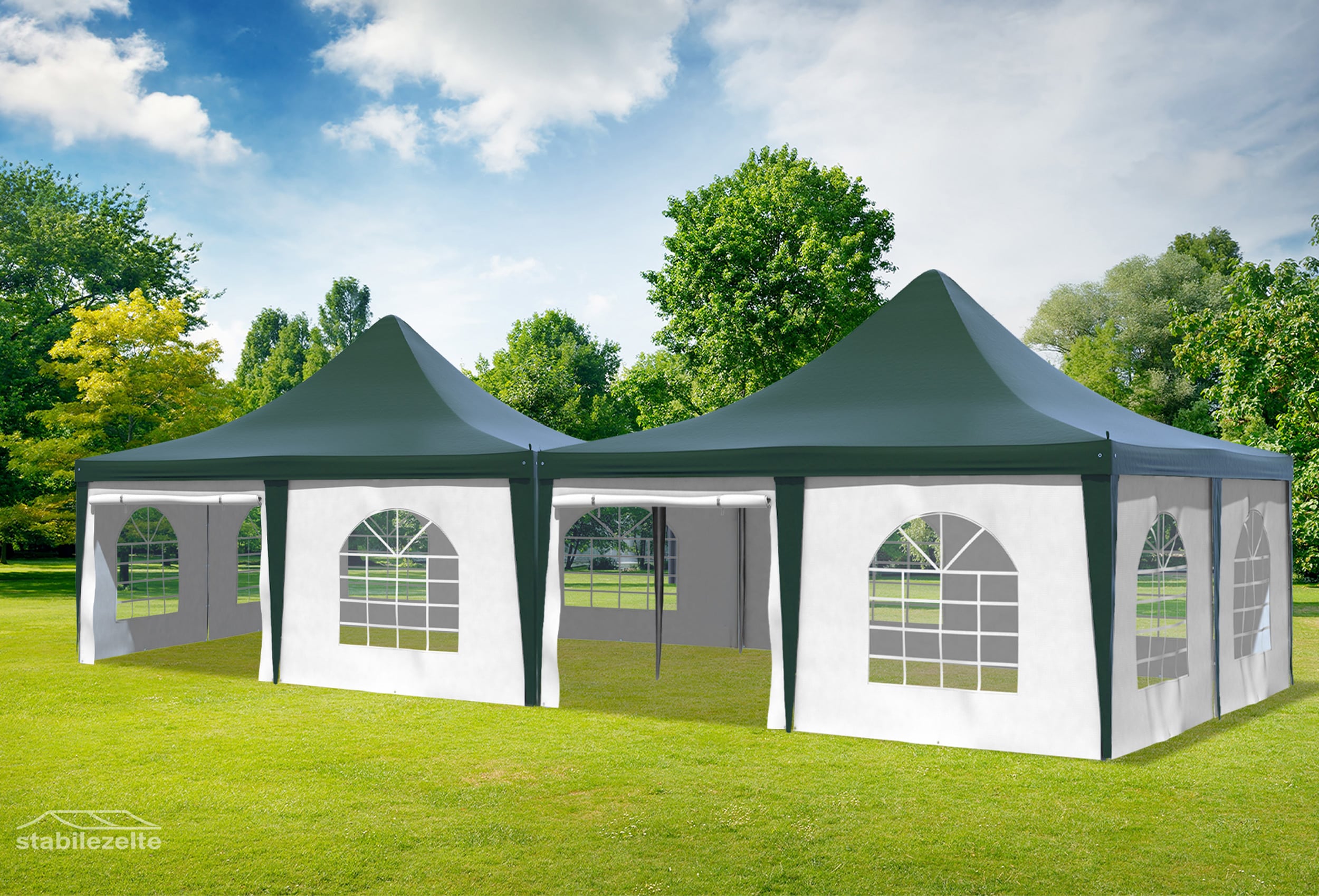 5x10 m Pavillon, PVC Arabica grün weiß