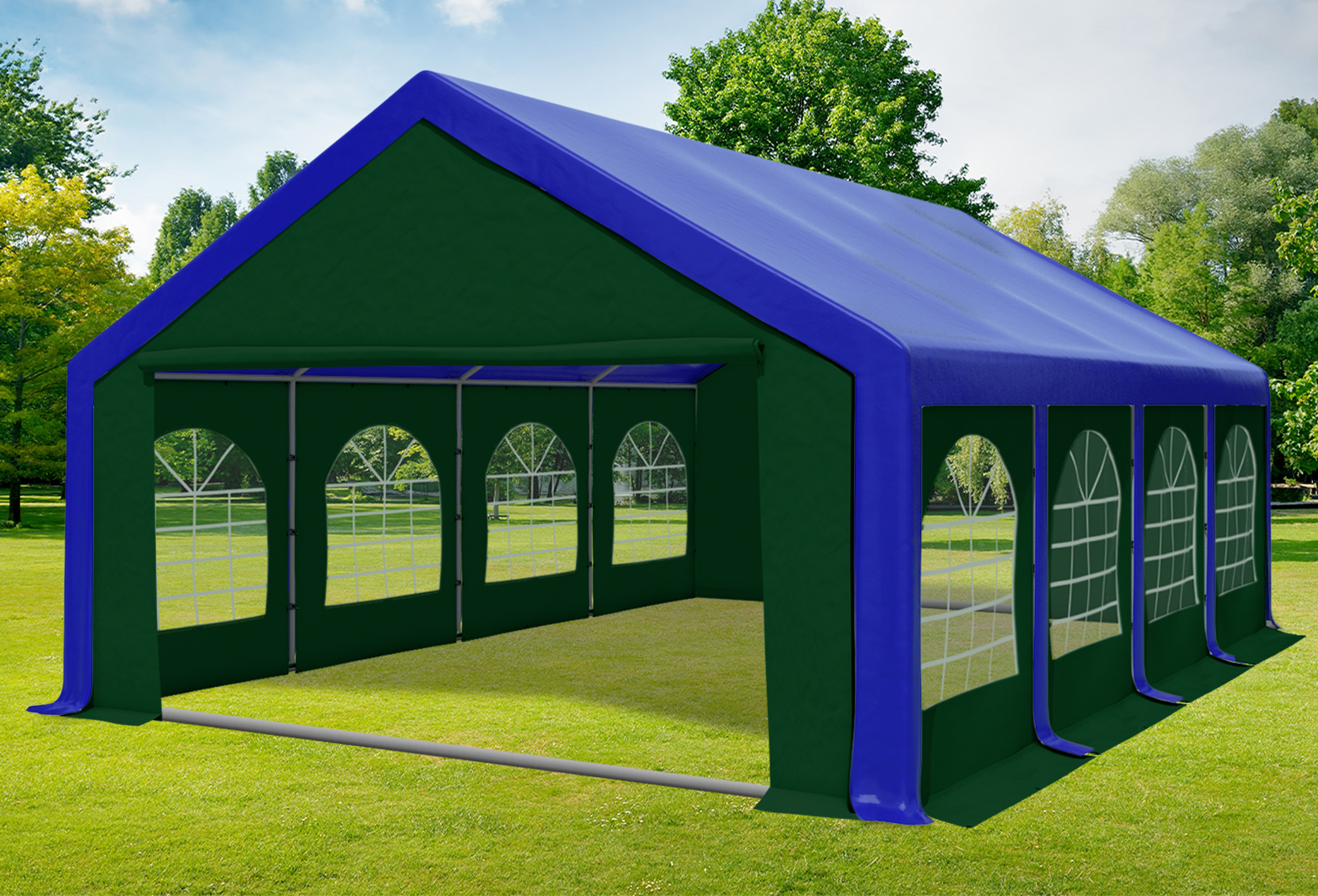 5x8 m Partyzelt, PVC blau grün
