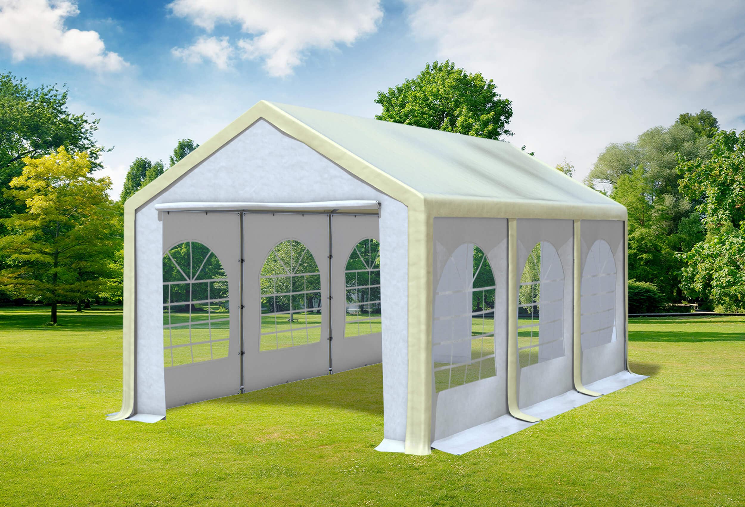 3x6 m Partyzelt, PVC Beige weiß
