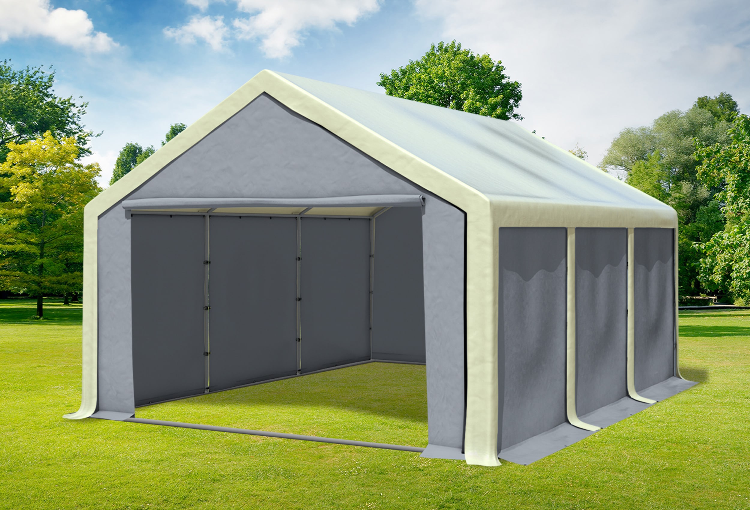 4x6 m Partyzelt, PVC Beige grau