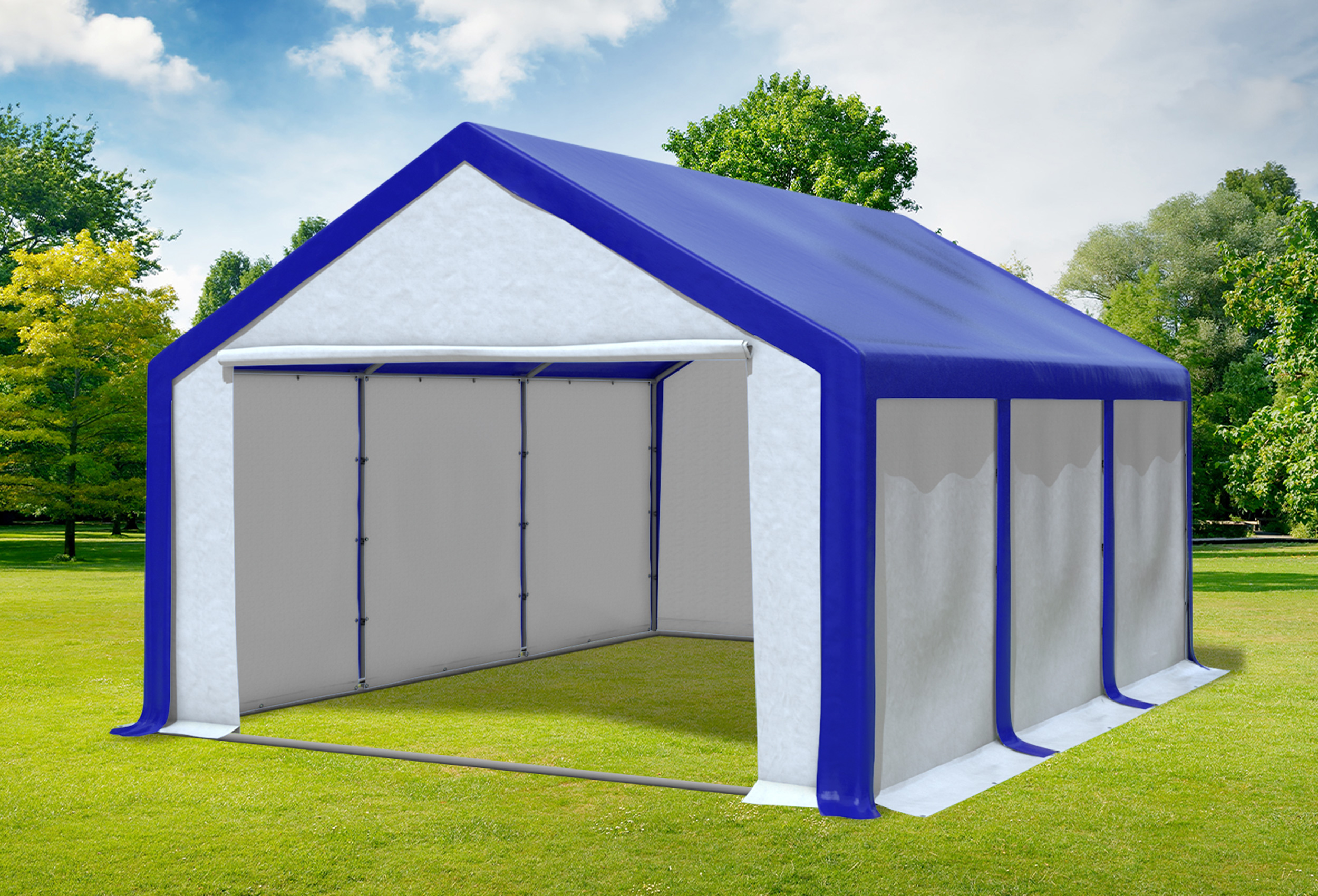 4x6 m Partyzelt, PVC blau weiß