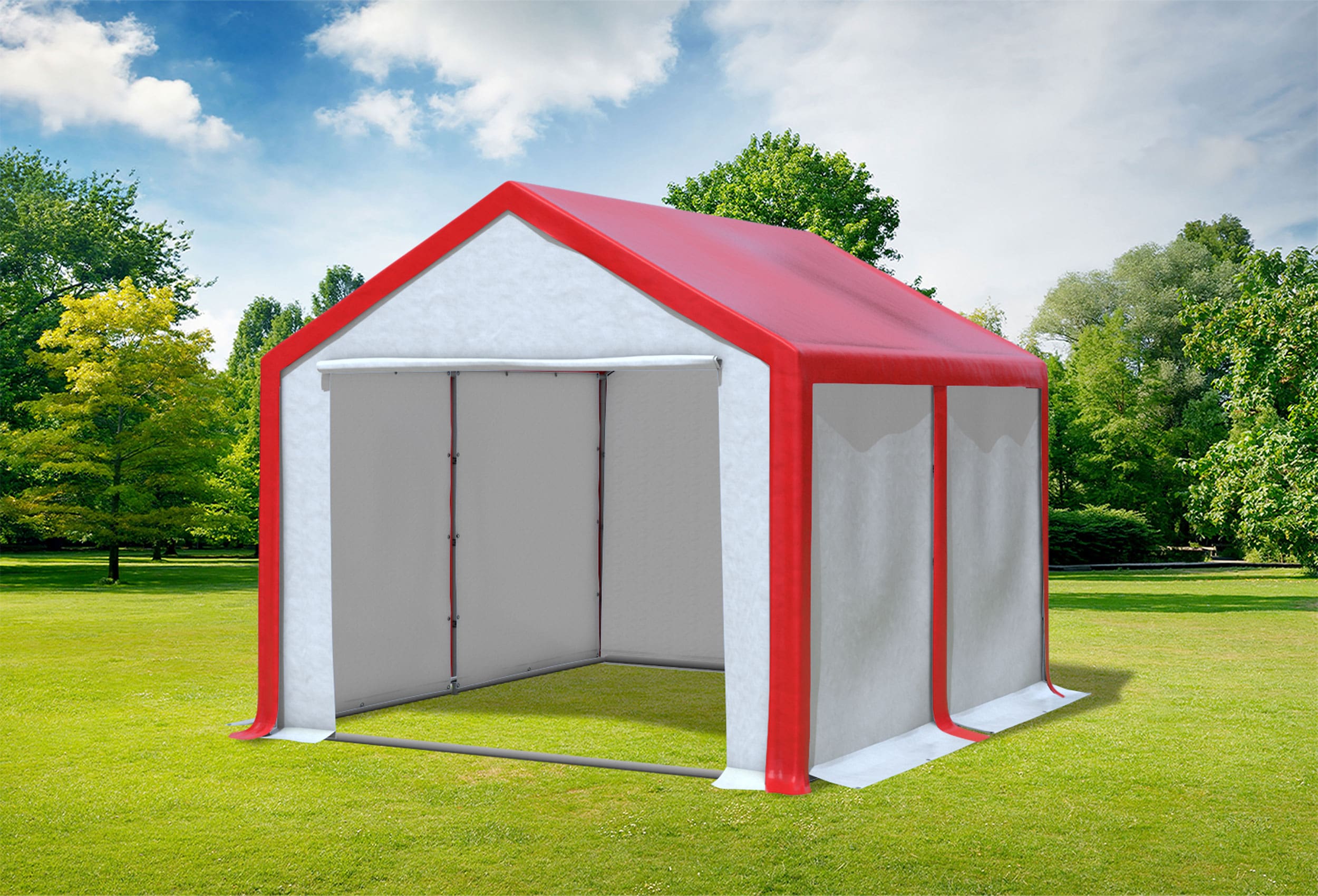 3x4 m Partyzelt, PVC rot weiß