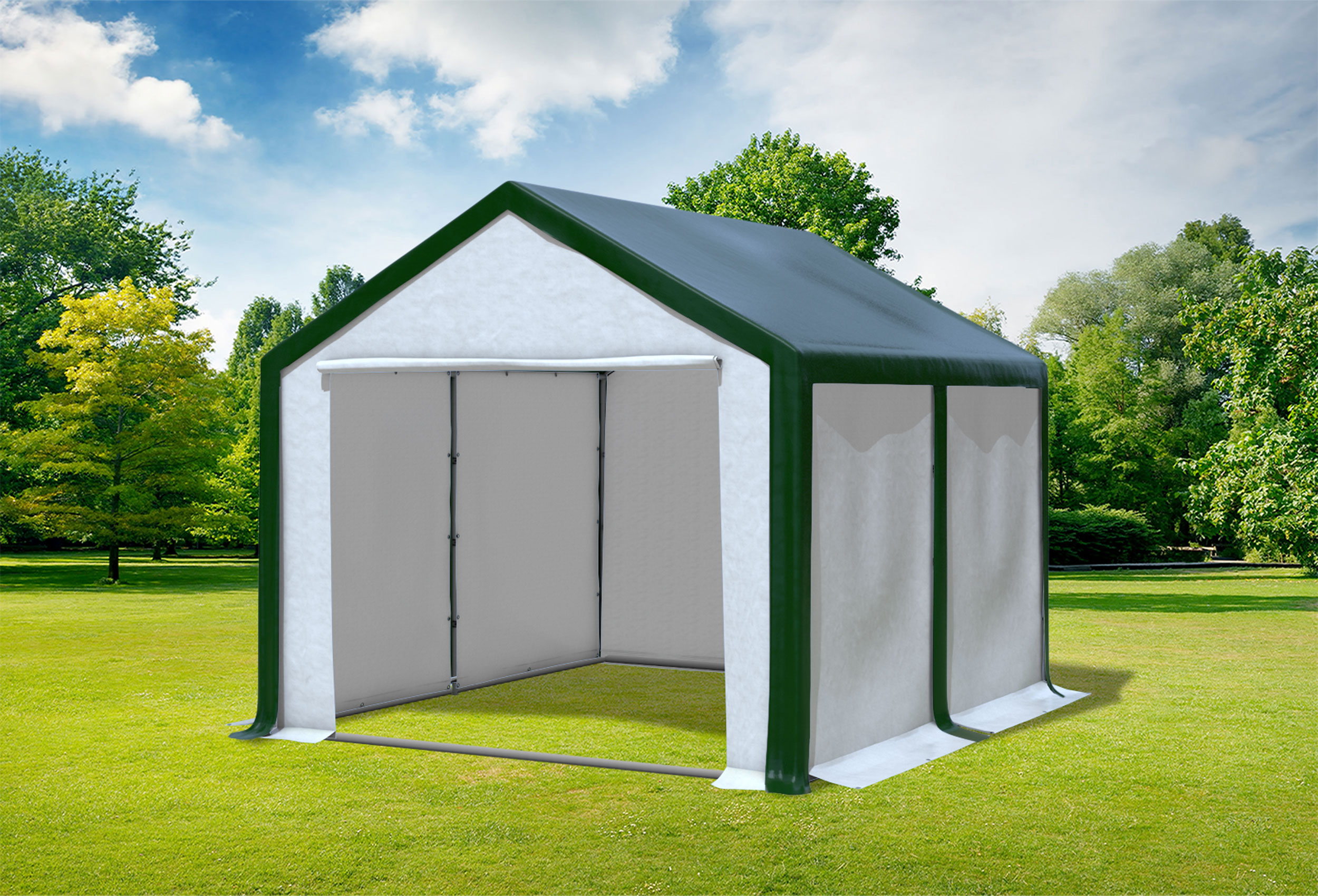 3x4 m Partyzelt, PVC grün weiß