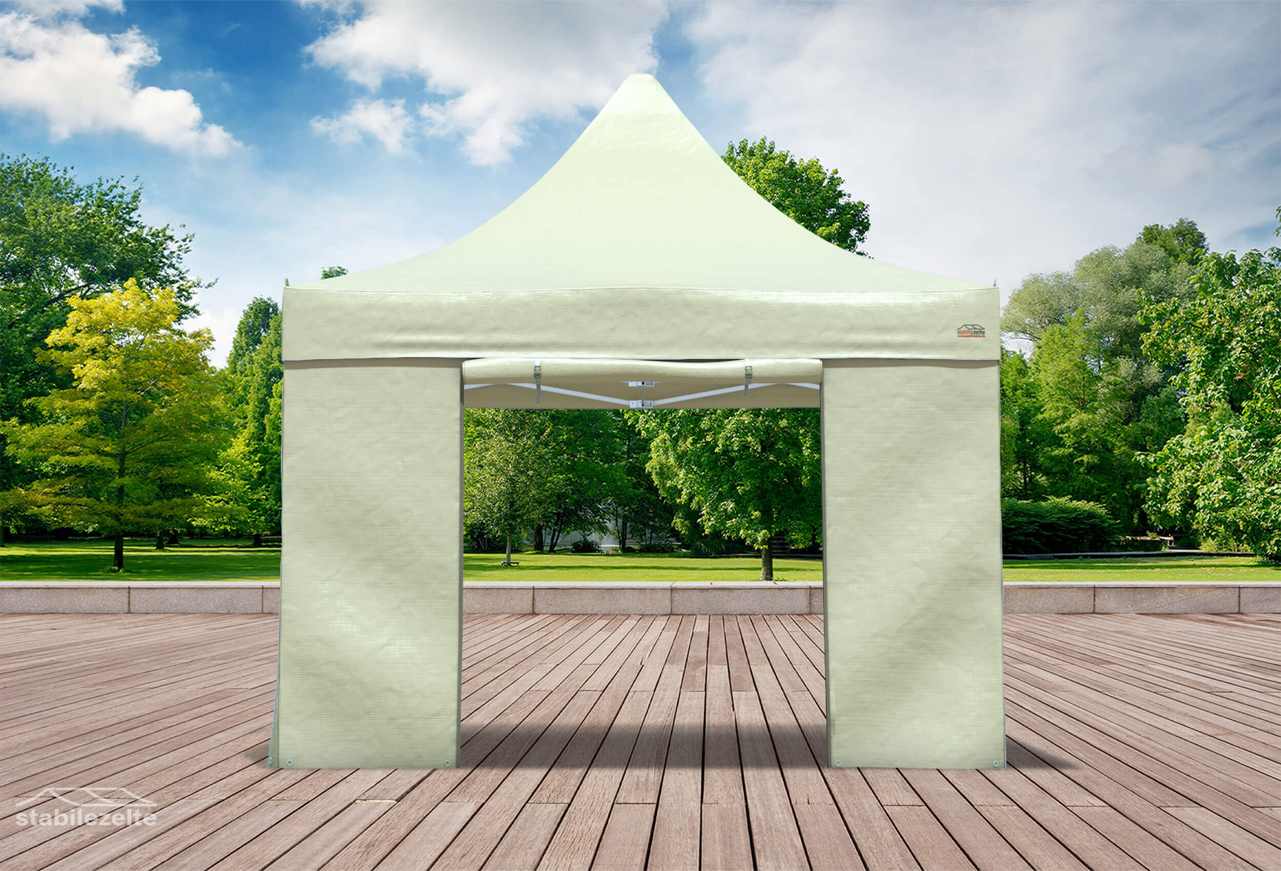 Seitenteil mit Tür 3m für einen Faltpavillon aus PVC FR in beige
